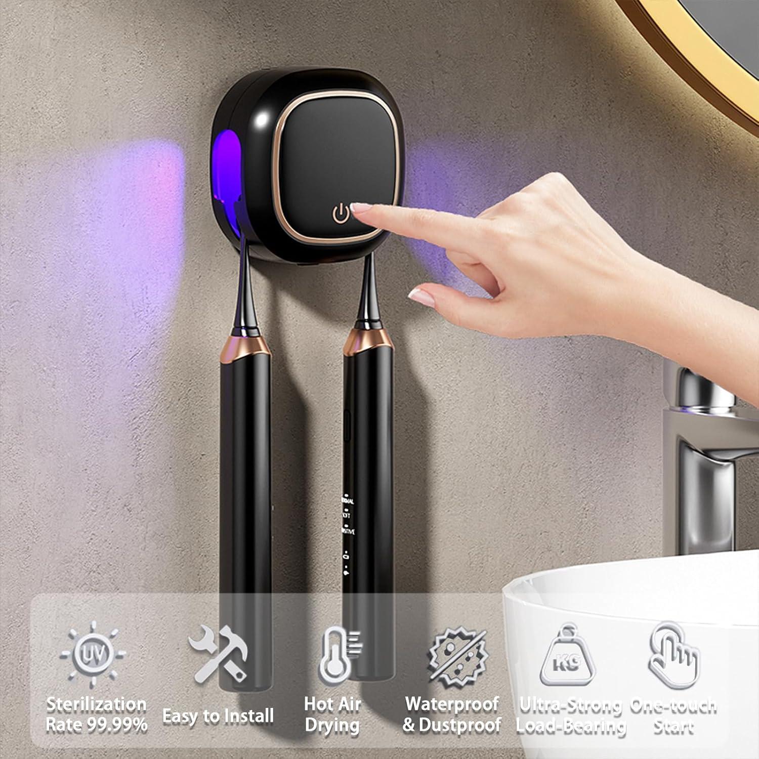 Soporte de Cepillos de Dientes Wekity Montado en la Pared Negro