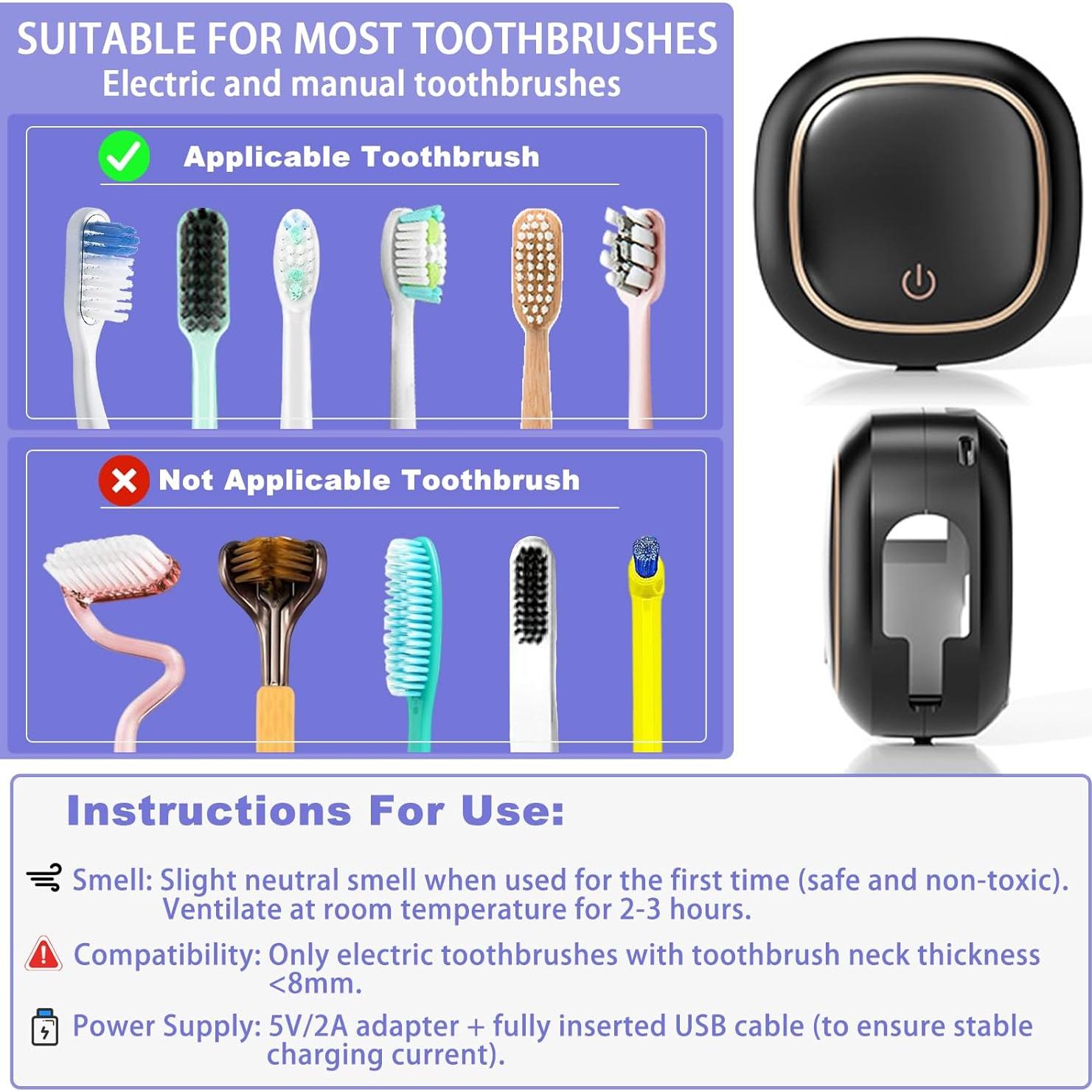 Soporte de Cepillos de Dientes Wekity Montado en la Pared Negro