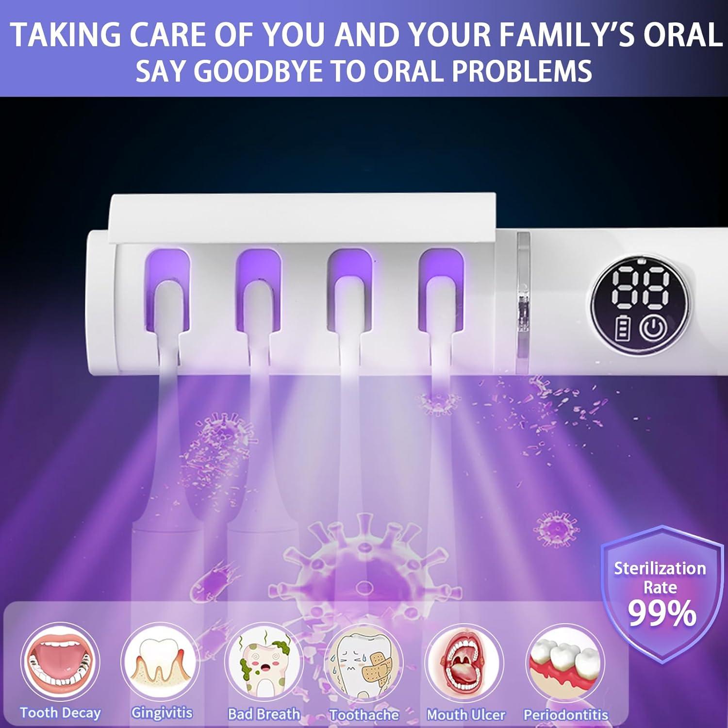 Soporte para Cepillos de Dientes Wekity Blanco con Limpieza Inteligente