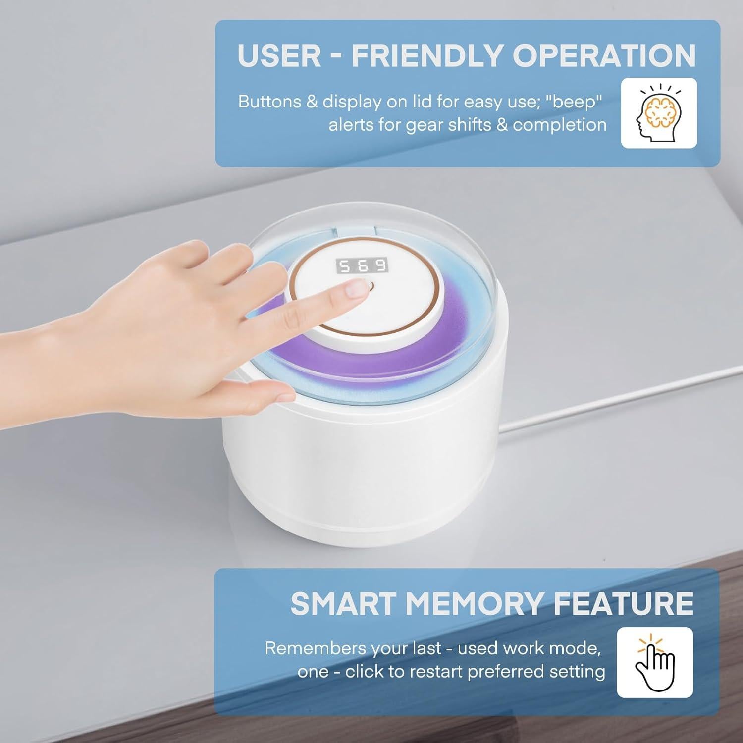 Limpiador Ultrasonido Simfree 200ML - 45kHz 4 Modos Blanco