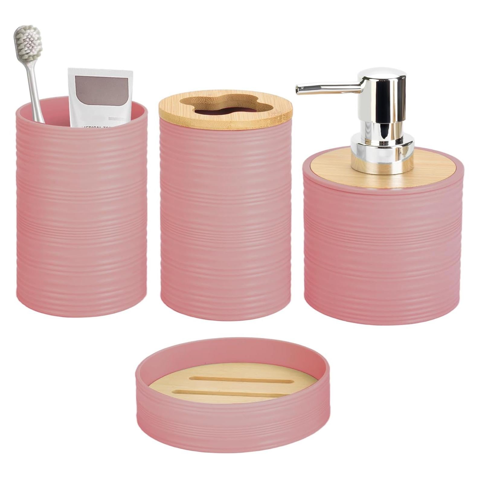 Juego de Accesorios de Baño Boho RRM 4 Piezas Rosa Claro