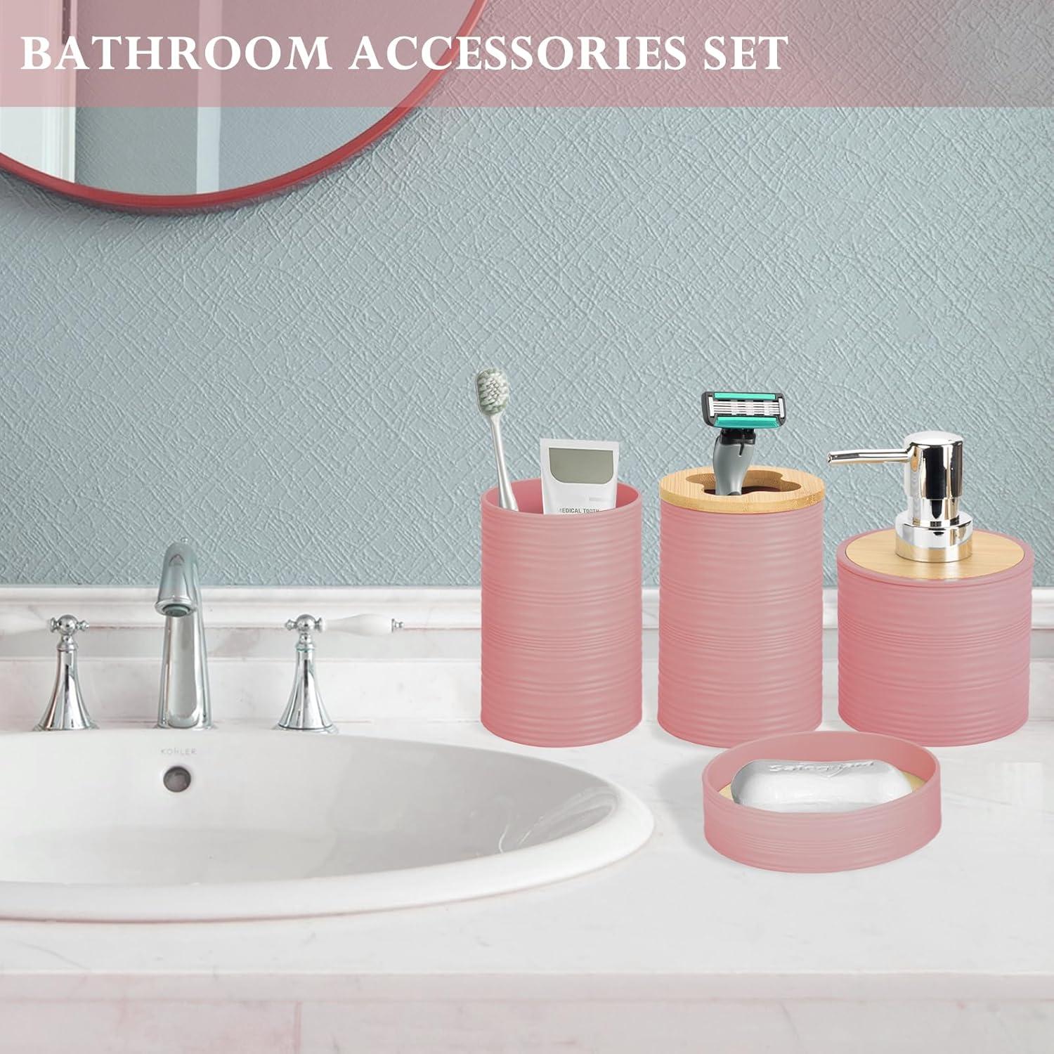 Juego de Accesorios de Baño Boho RRM 4 Piezas Rosa Claro