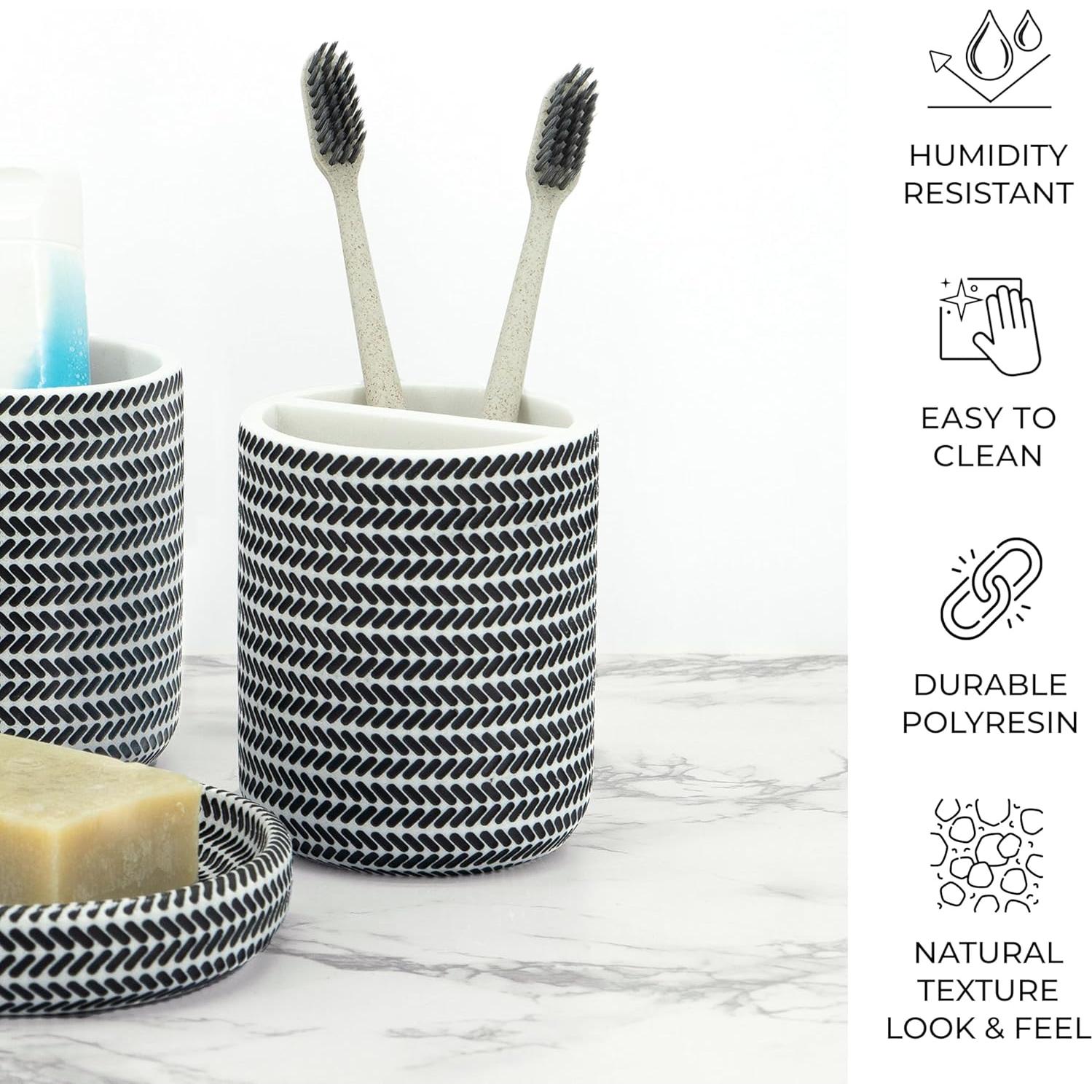 Conjunto de Accesorios de Baño ZCCZ 4 Piezas Blanco y Negro