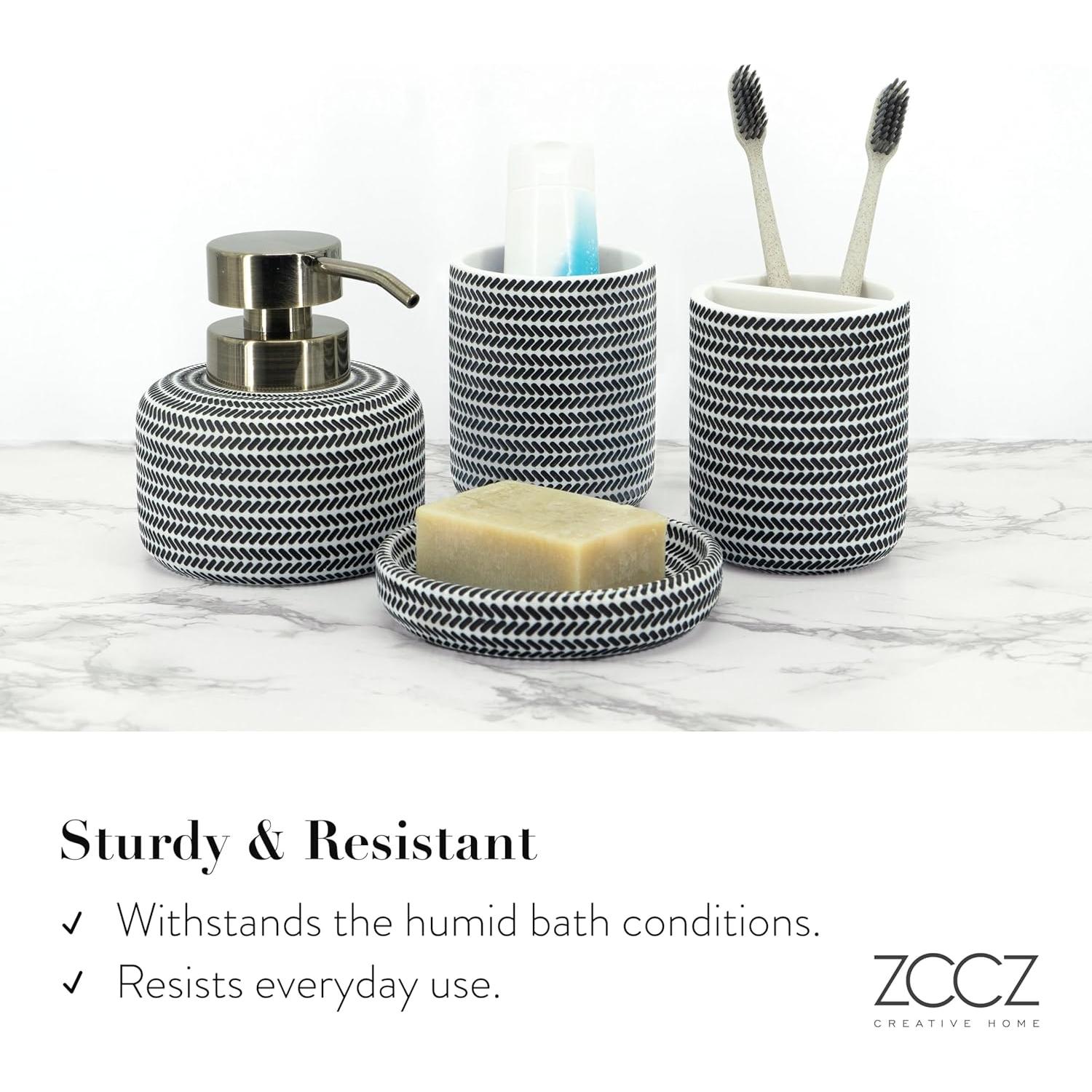 Conjunto de Accesorios de Baño ZCCZ 4 Piezas Blanco y Negro