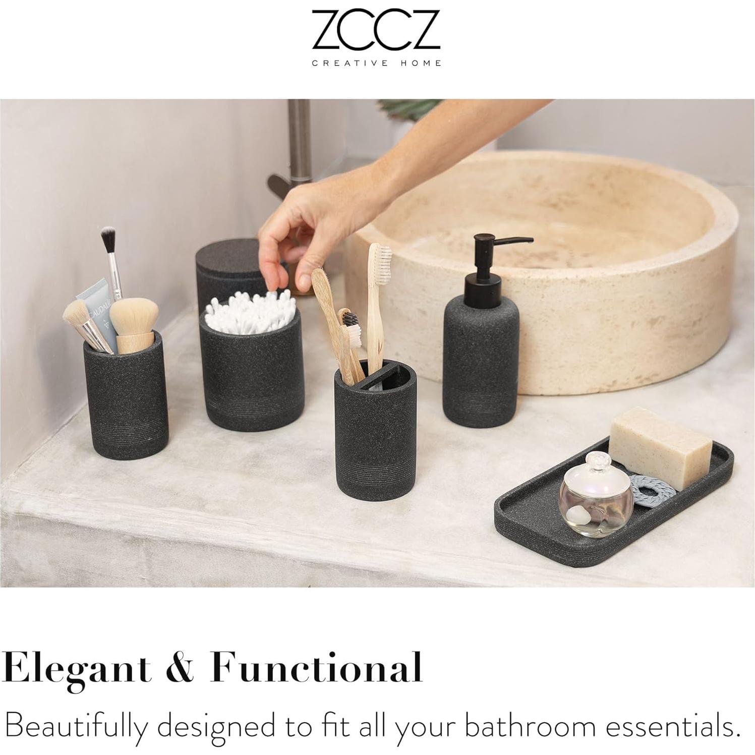 Juego de Accesorios de Baño ZCCZ 6 Piezas Piedra Negra