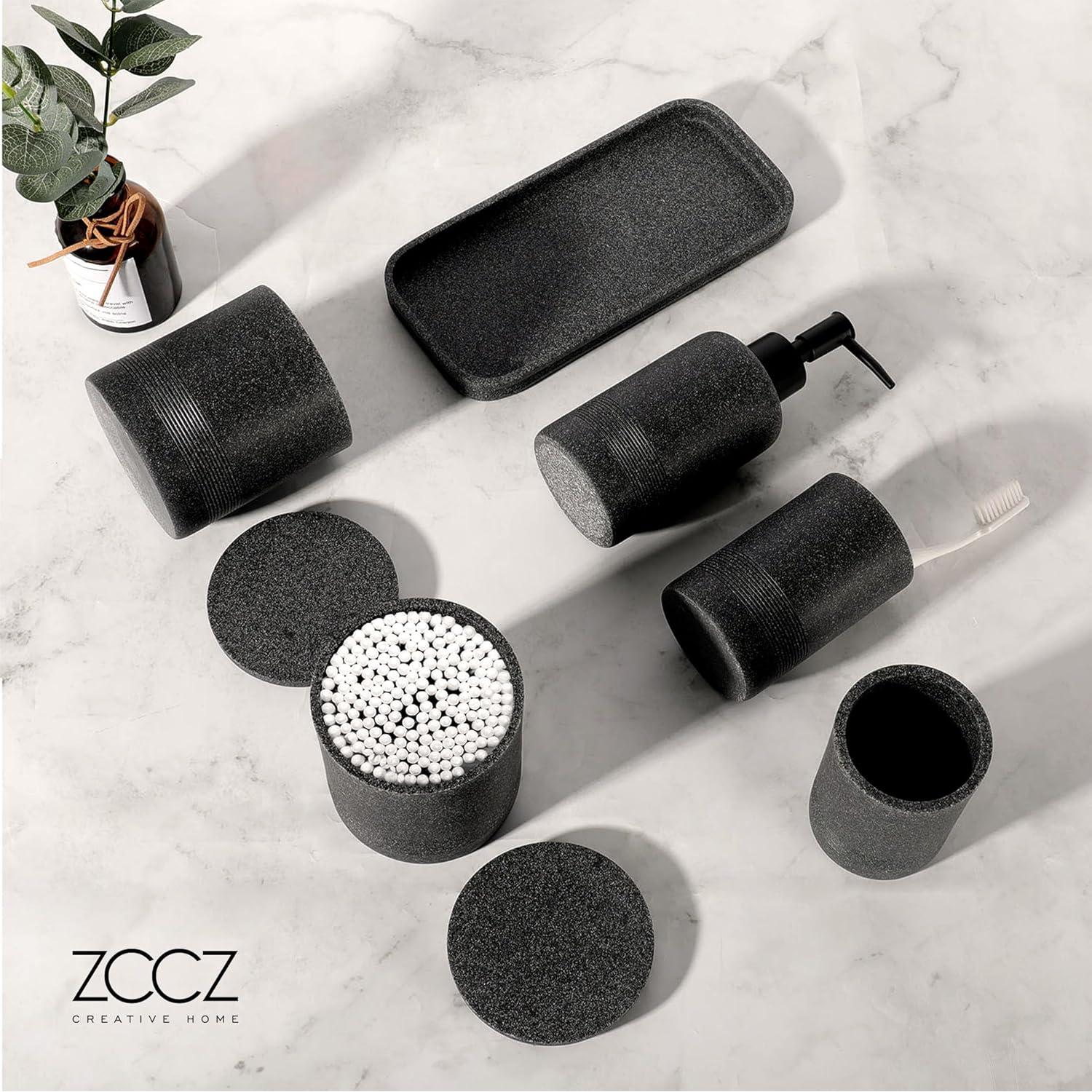 Juego de Accesorios de Baño ZCCZ 6 Piezas Piedra Negra