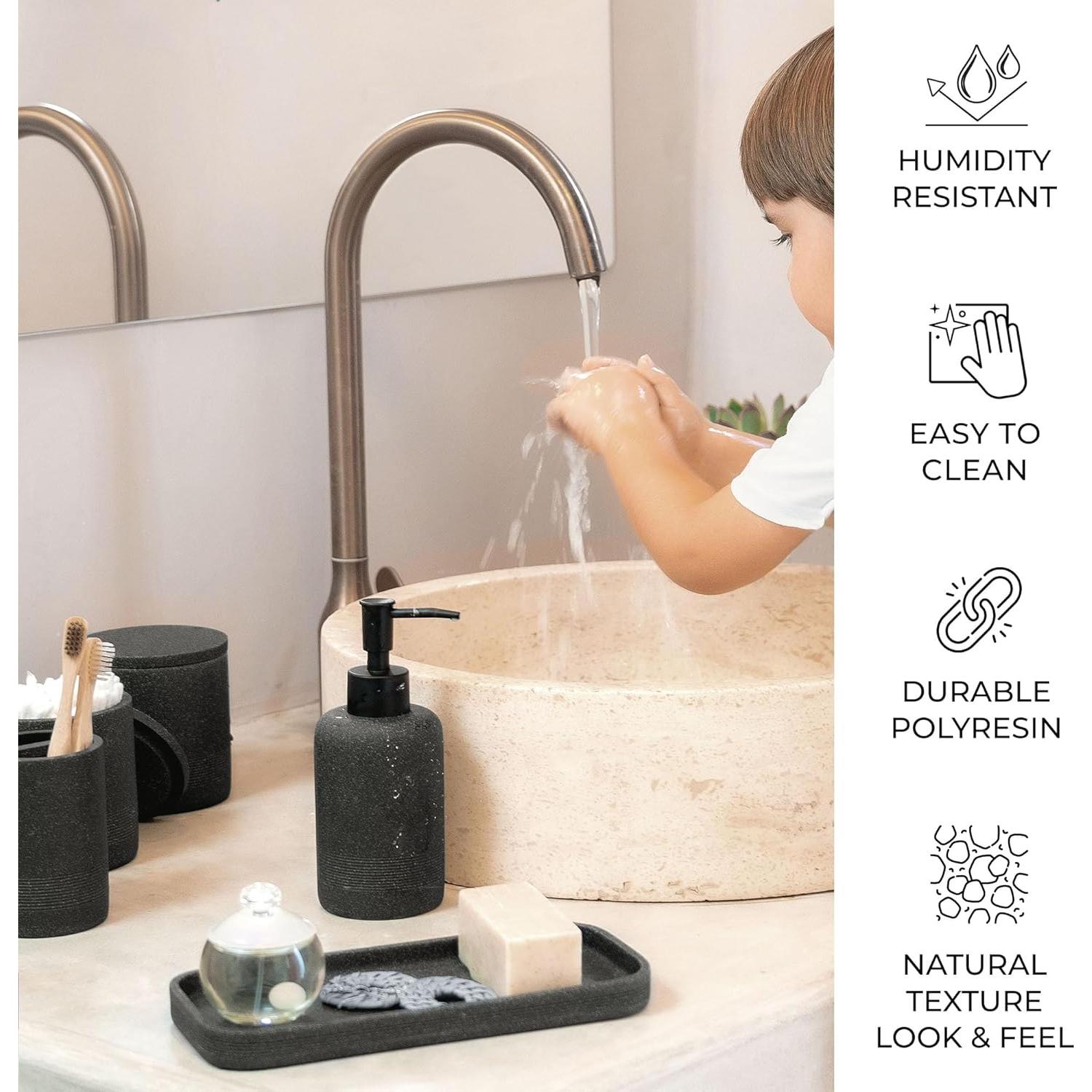 Juego de Accesorios de Baño ZCCZ 6 Piezas Piedra Negra