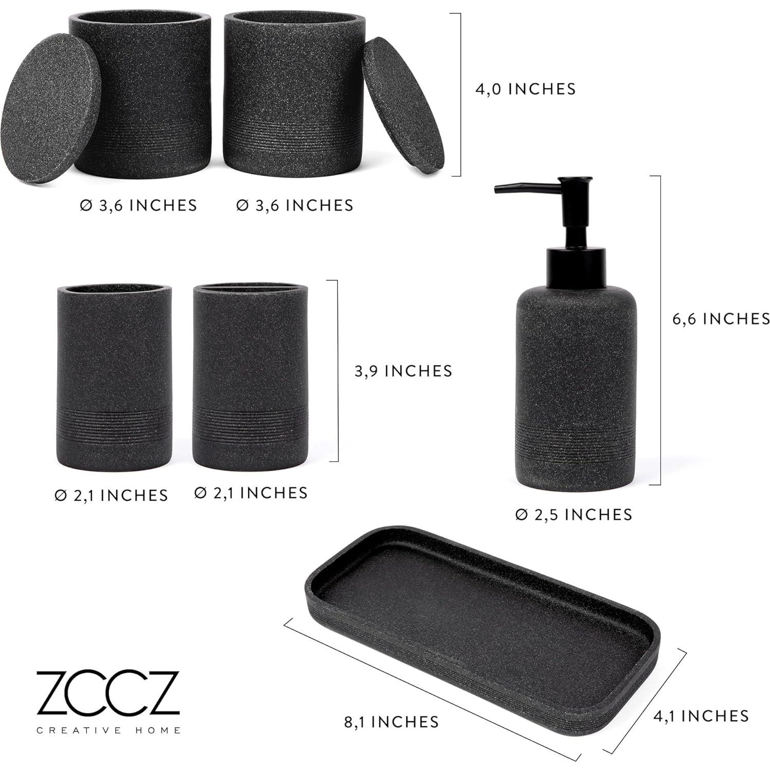 Juego de Accesorios de Baño ZCCZ 6 Piezas Piedra Negra