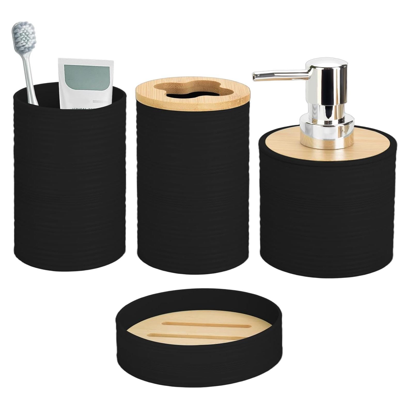 Juego de Accesorios de Baño de Bambú 4 Piezas RRM