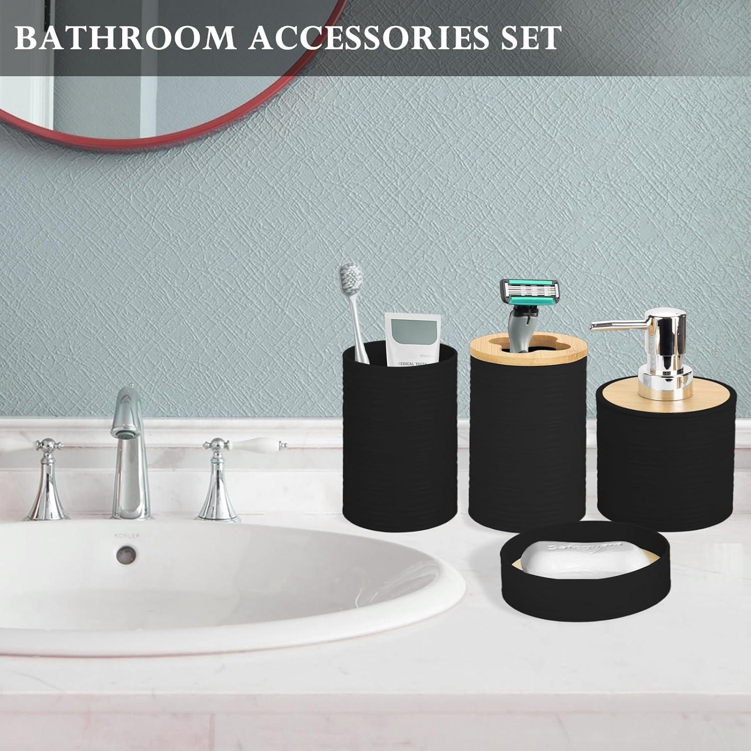 Juego de Accesorios de Baño de Bambú 4 Piezas RRM