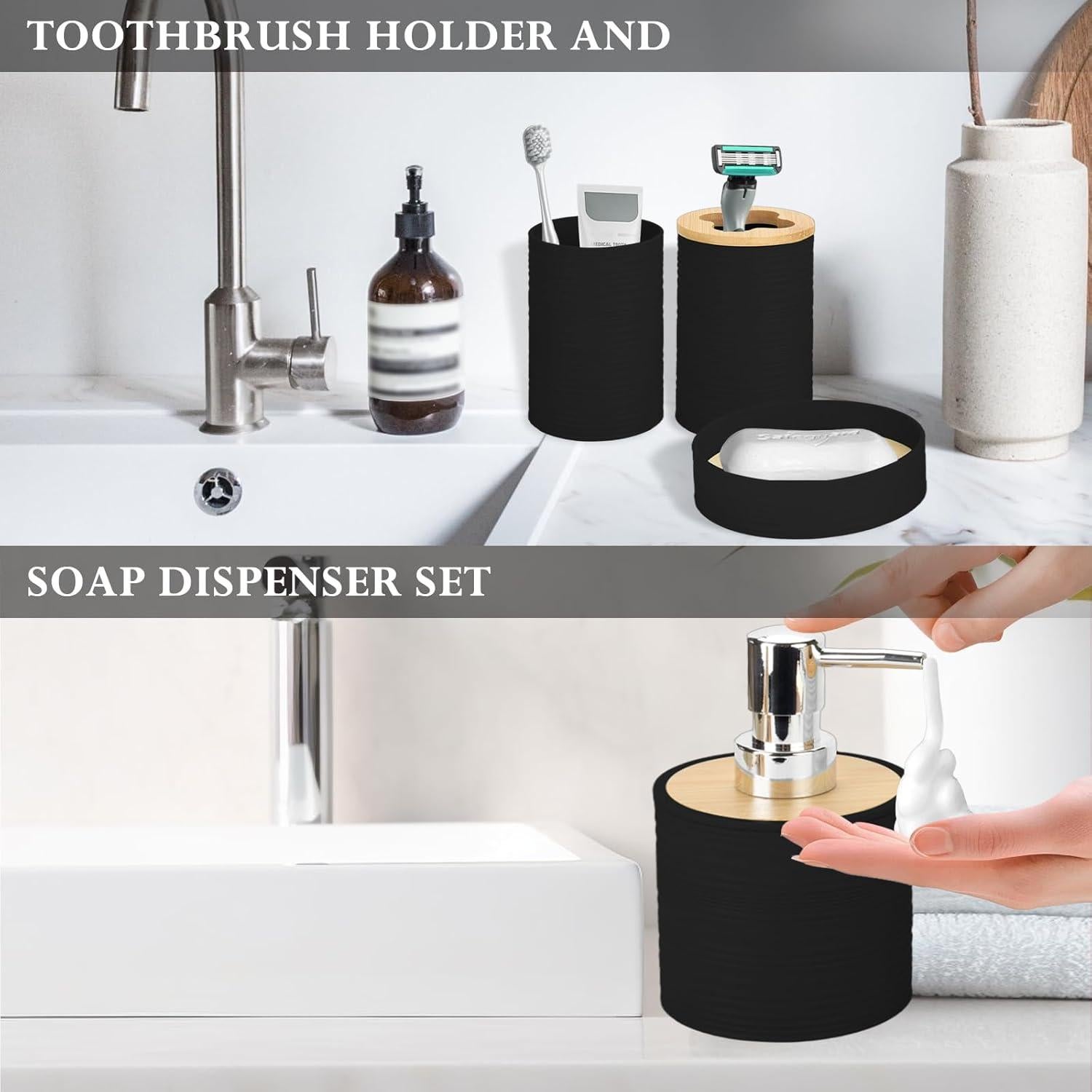 Juego de Accesorios de Baño de Bambú 4 Piezas RRM