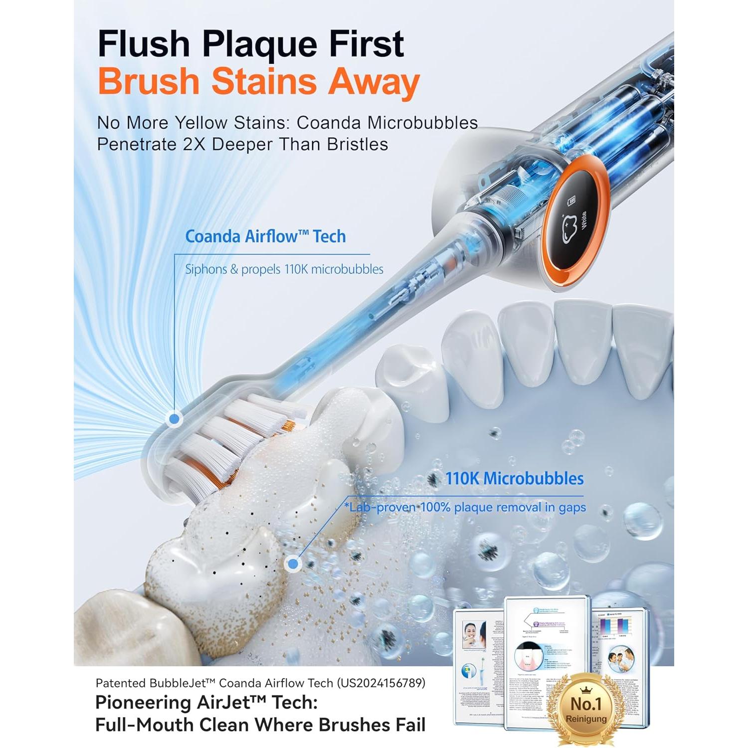 Cepillo de Dientes Eléctrico RANVOO Sonic Bubble AirJet 2 en 1