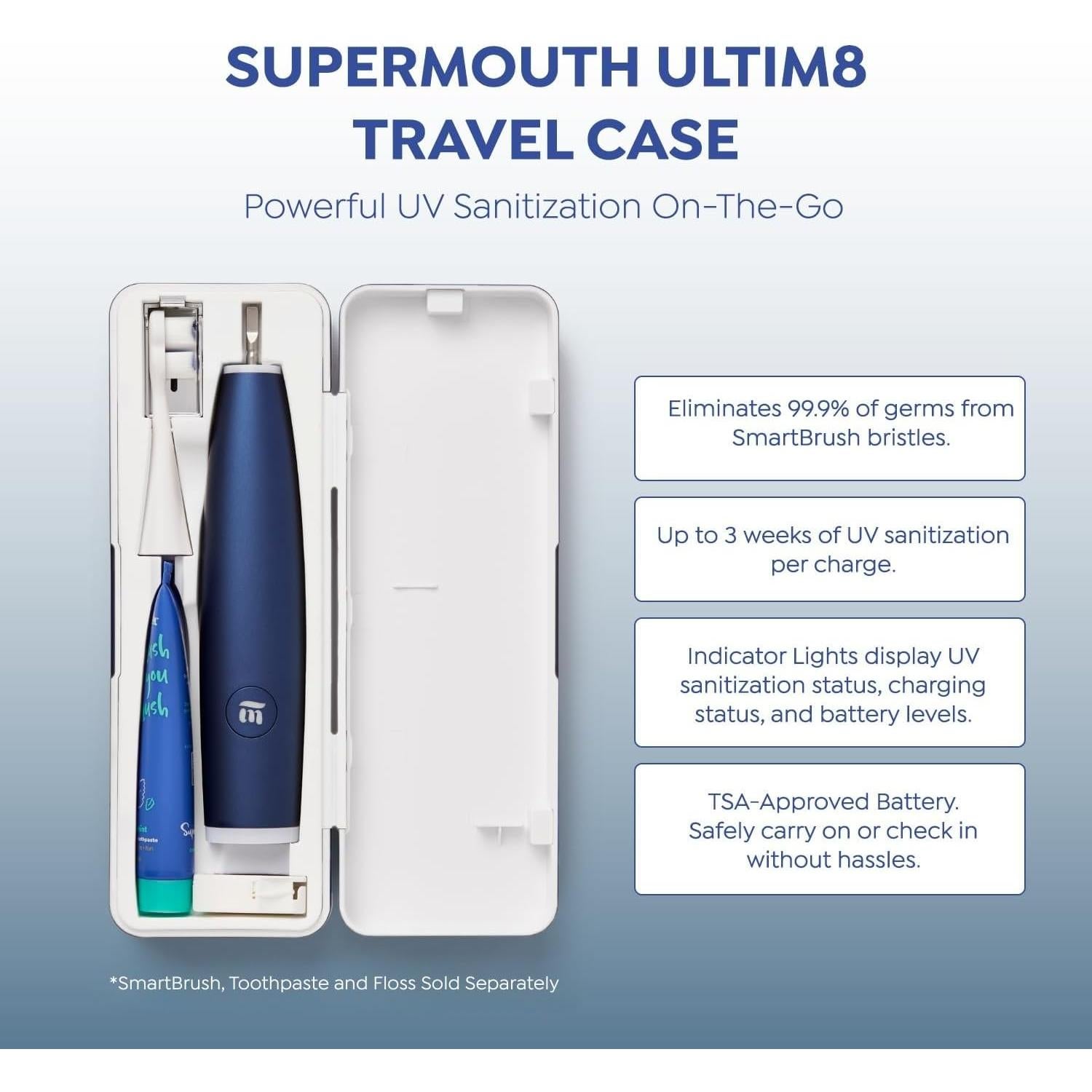 Estuche de viaje SuperMouth Ultim8 - Desinfectante UV Blanco Perla