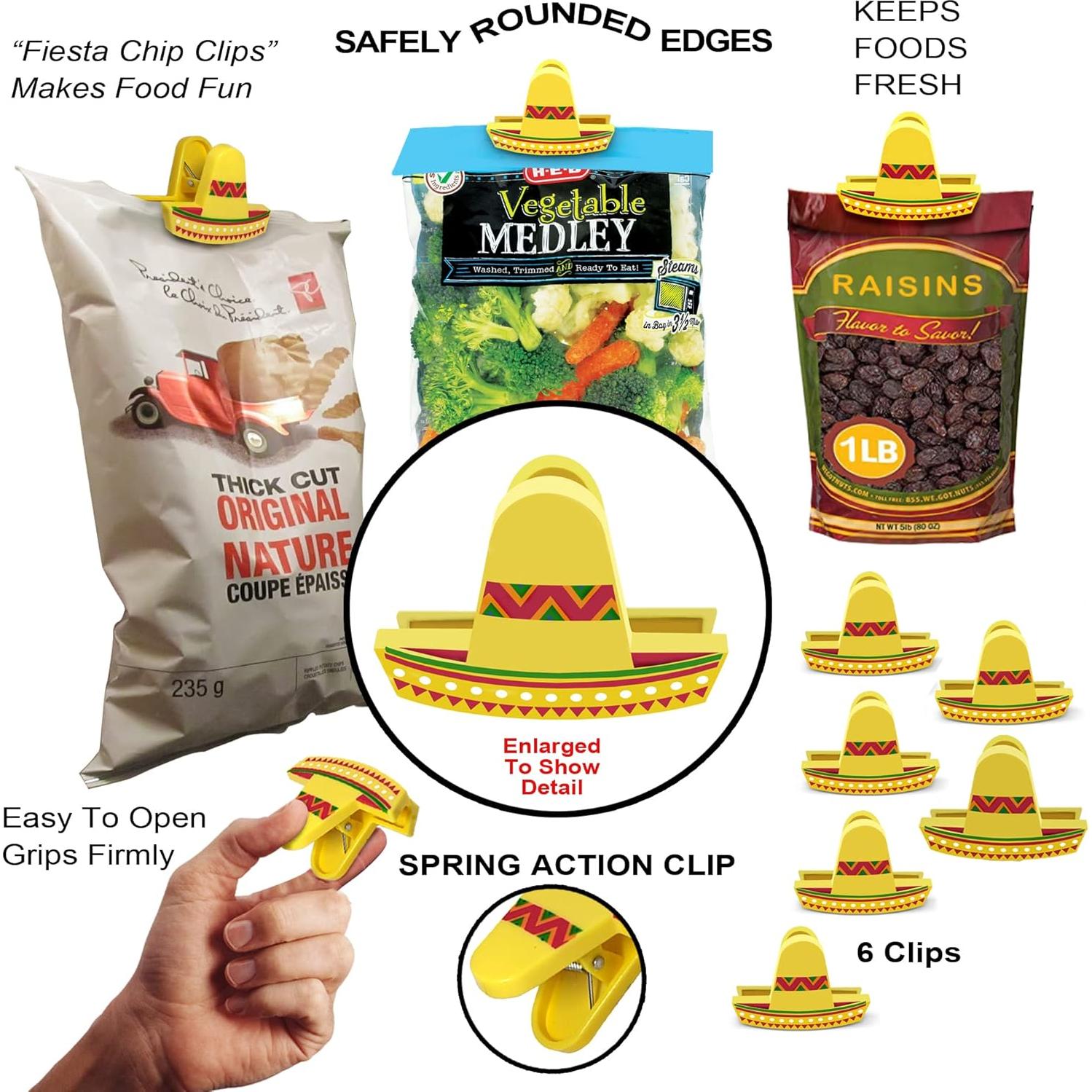 Clips para Bolsas de Alimentos Brothers Bench - 6 Sombreros Coloridos