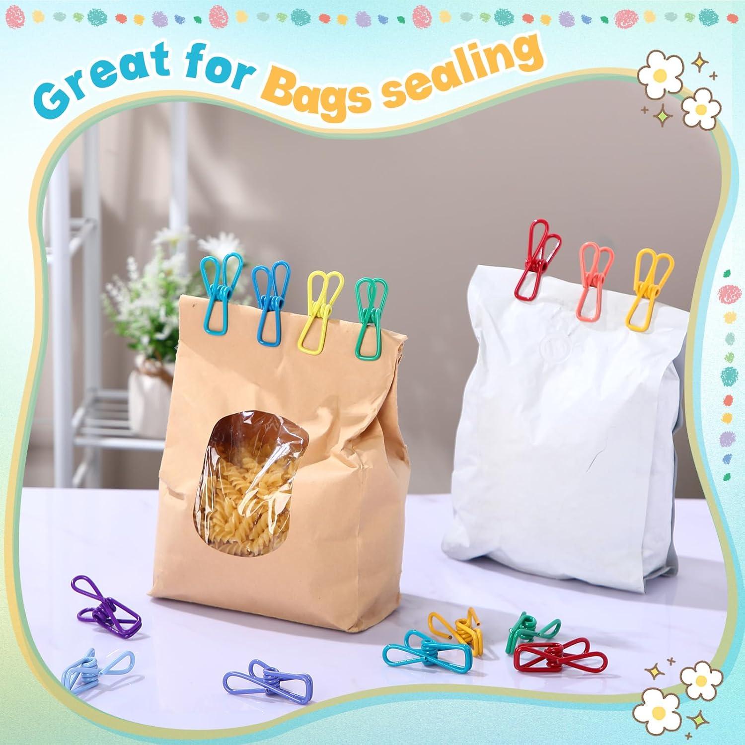 150 Clips Multicolores para Bolsas de Comida MorningRo 5.8 cm
