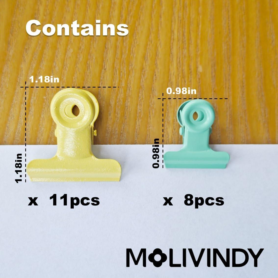 Clip de Binder Molivindy 19 Piezas Acero Inoxidable Multiusos