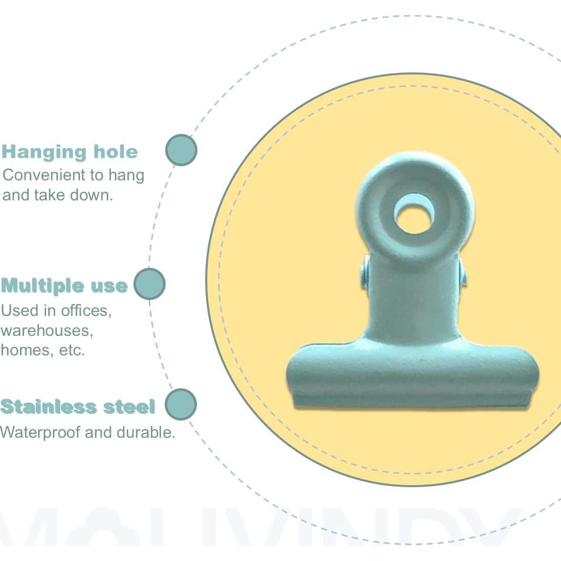 Clip de Binder Molivindy 19 Piezas Acero Inoxidable Multiusos