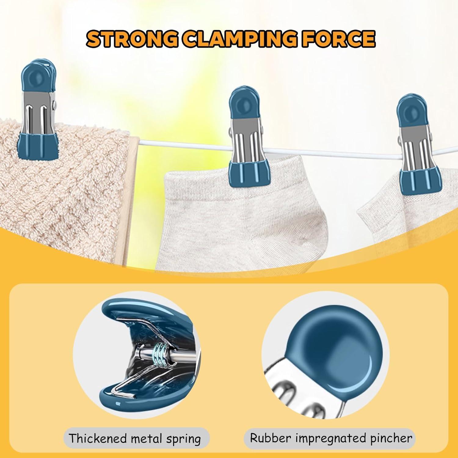 30 Pinzas de Ropa de Acero Inoxidable FatySuby - Antideslizantes y Coloridas