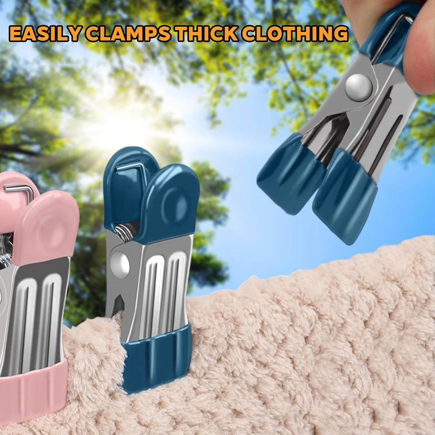 30 Pinzas de Ropa de Acero Inoxidable FatySuby - Antideslizantes y Coloridas