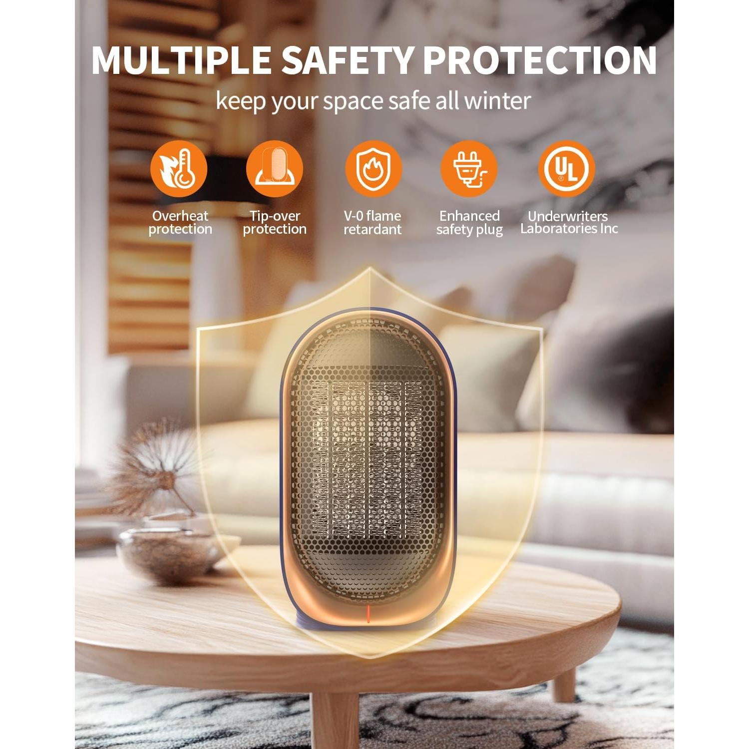 Calentador Eléctrico de Espacio BZGG Q22 Portátil 1000W Azul