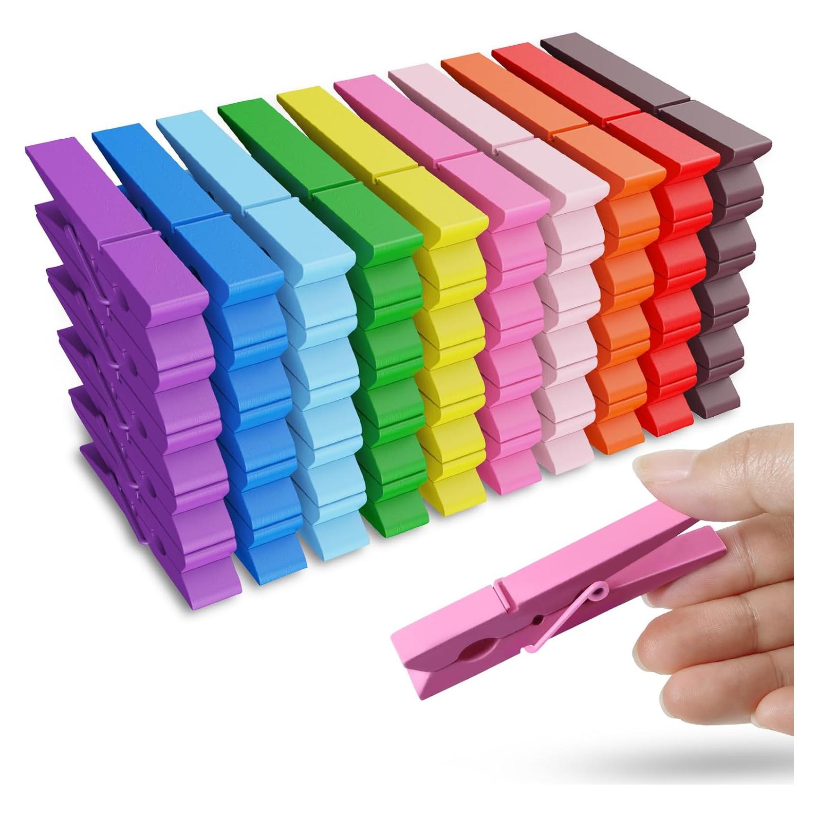 50 Pinzas de Madera Coloridas HONGYUTAI 7.37cm Multiusos