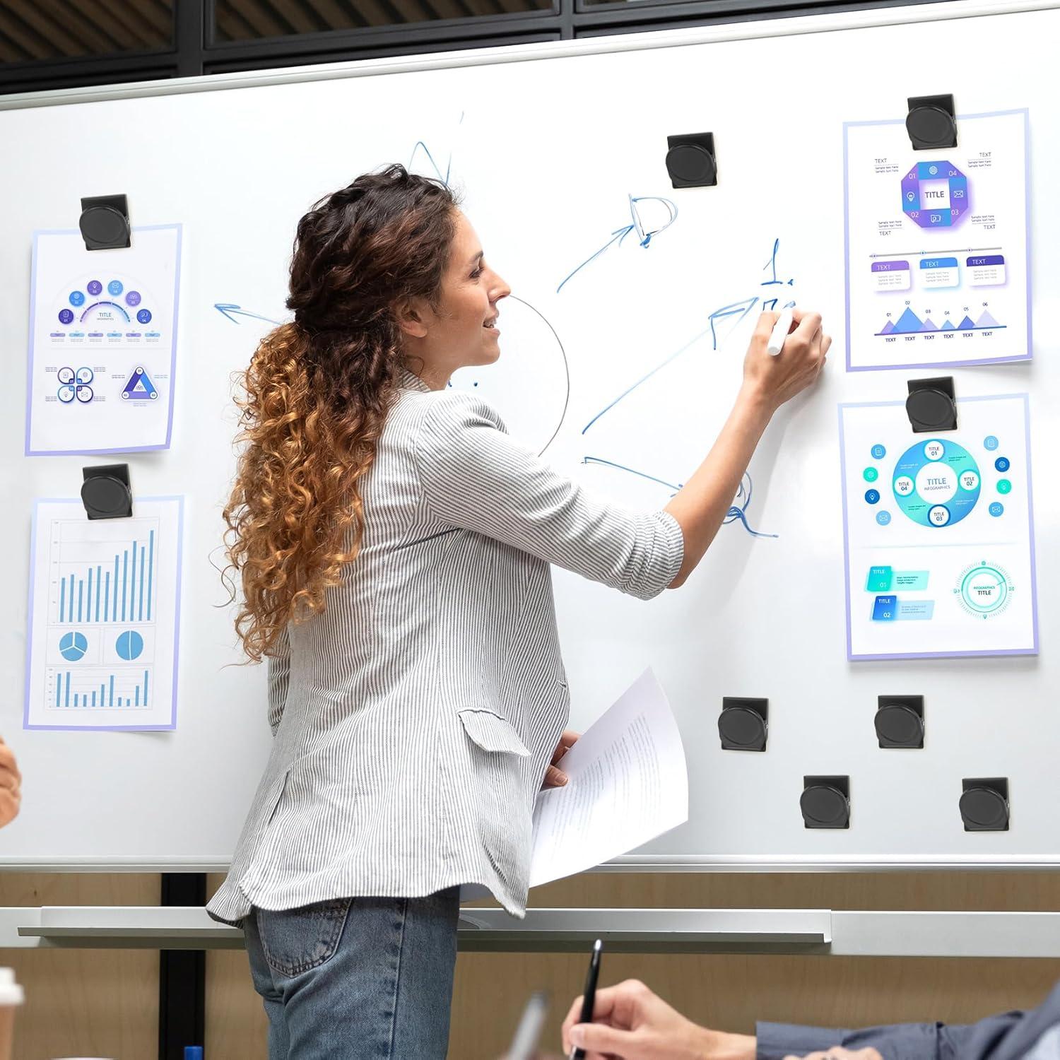 Clips Magnéticos Negros Junarter - 12 Piezas Uso Pesado