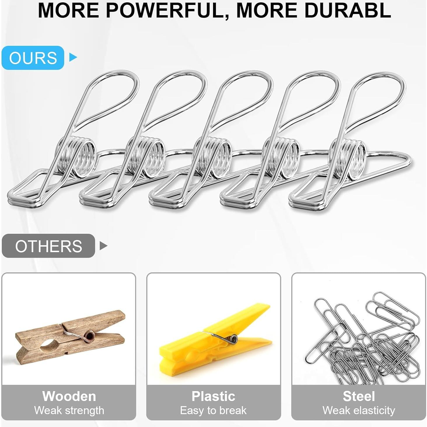 Pinzas de Ropa Pesadas VUEKYN 40 Pcs Acero Inoxidable 6 cm