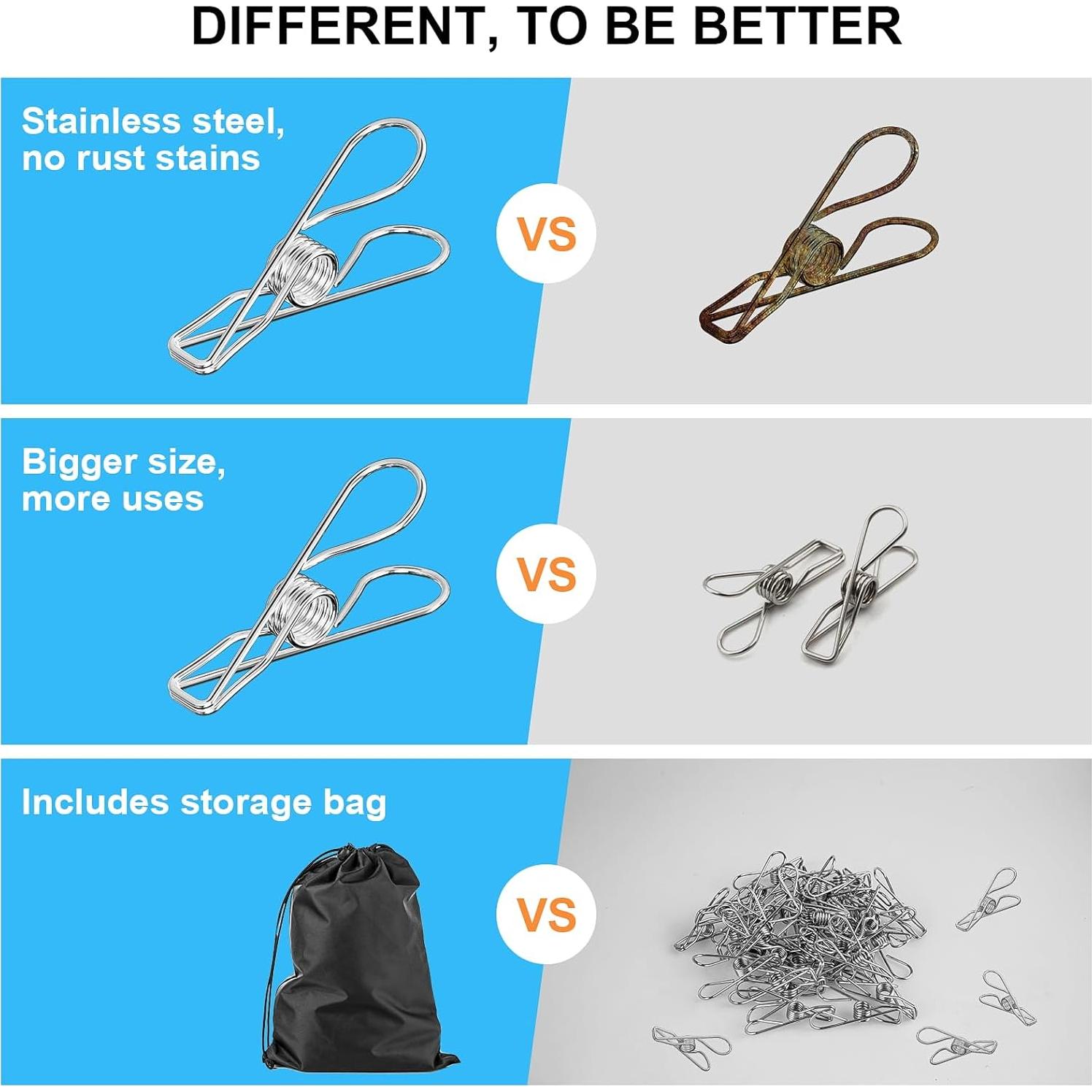 Pinzas de Ropa Pesadas VUEKYN 40 Pcs Acero Inoxidable 6 cm