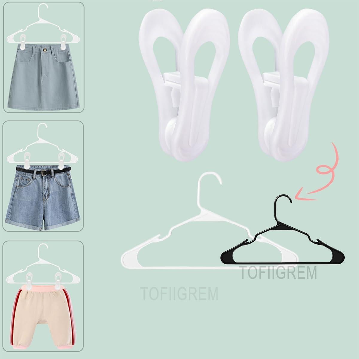 Clips de Percha TOFIIGREM 50 Pack Plástico Blanco Multiusos