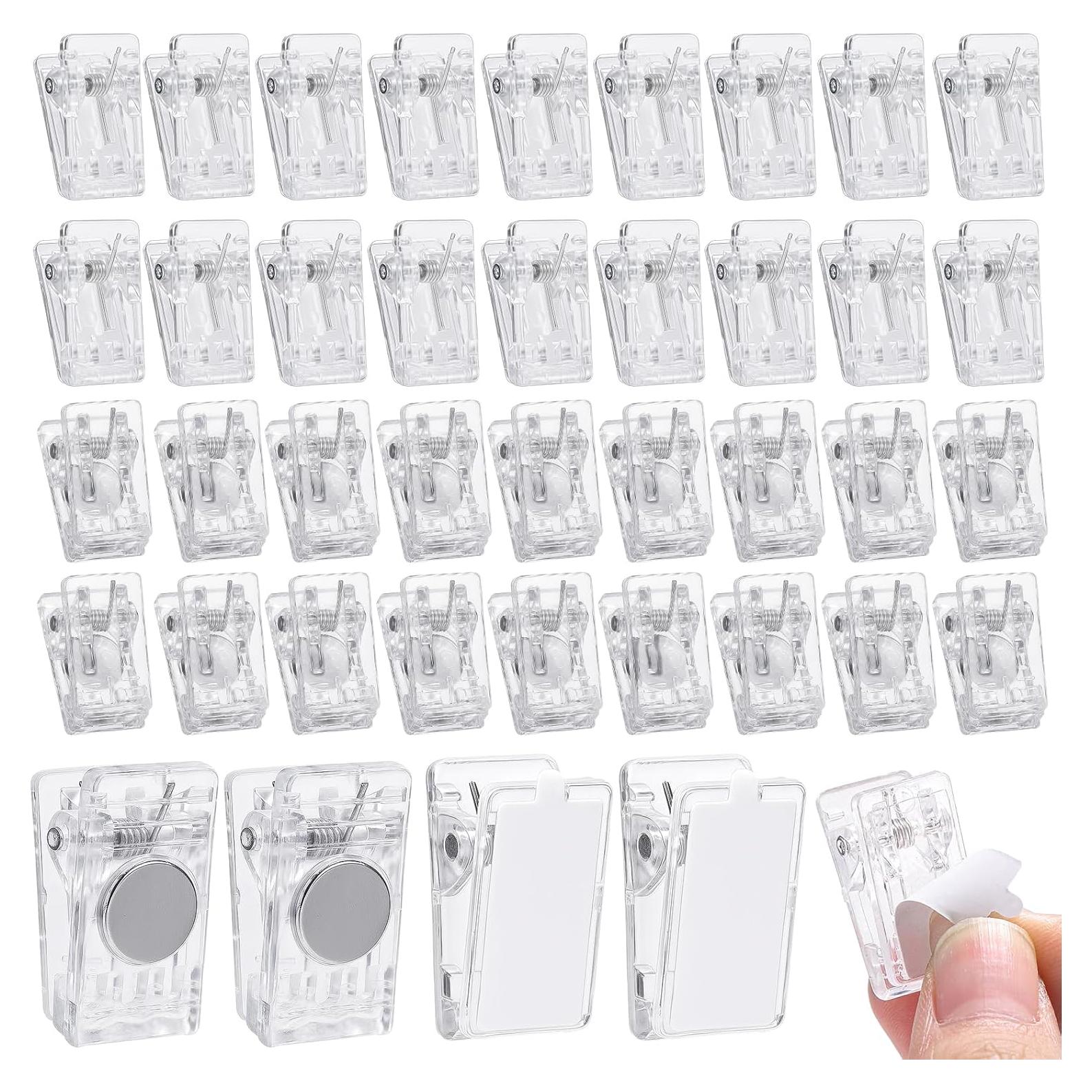 50 Clips para Tapices Prudiut - 25 Autoadhesivos y 25 Magnéticos