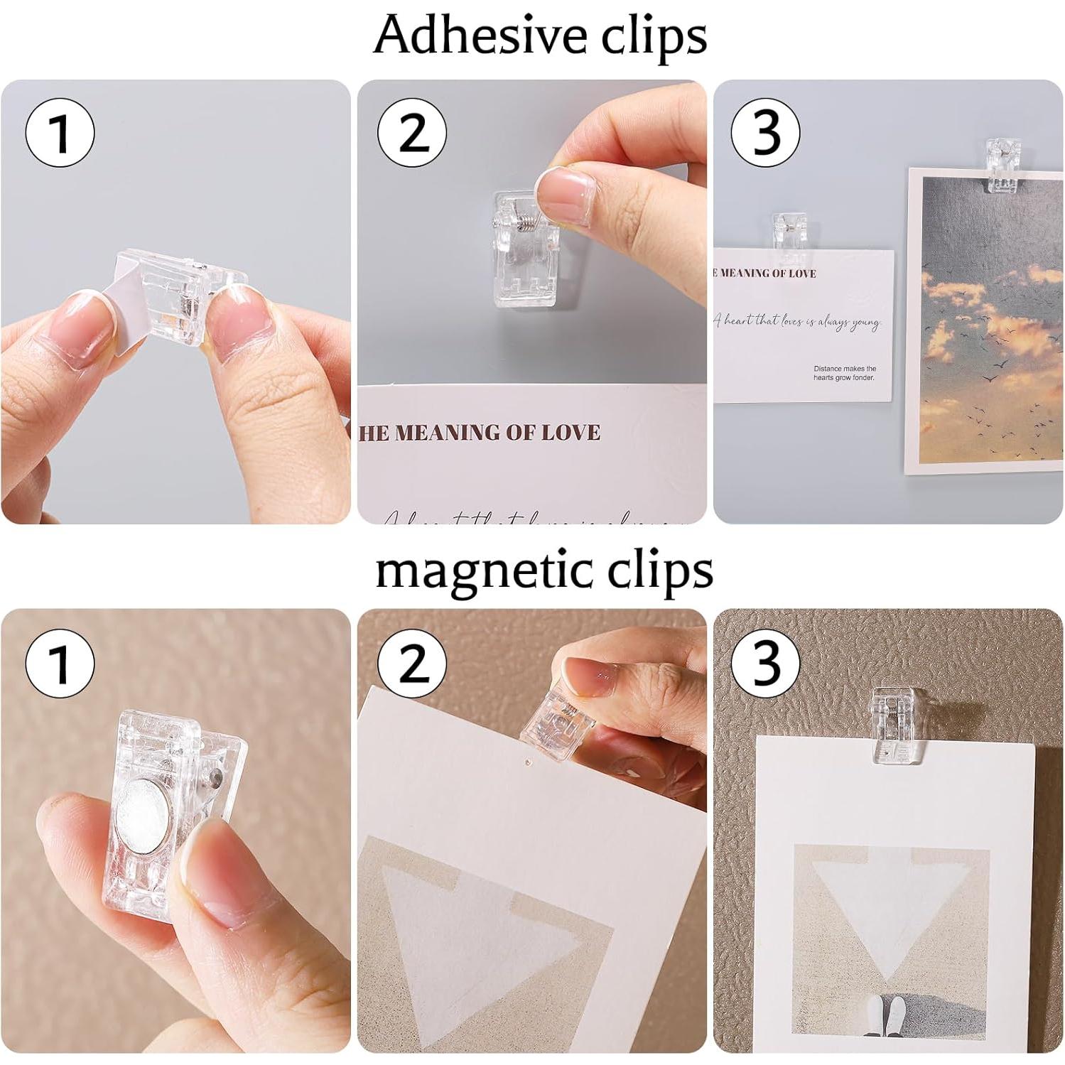 50 Clips para Tapices Prudiut - 25 Autoadhesivos y 25 Magnéticos