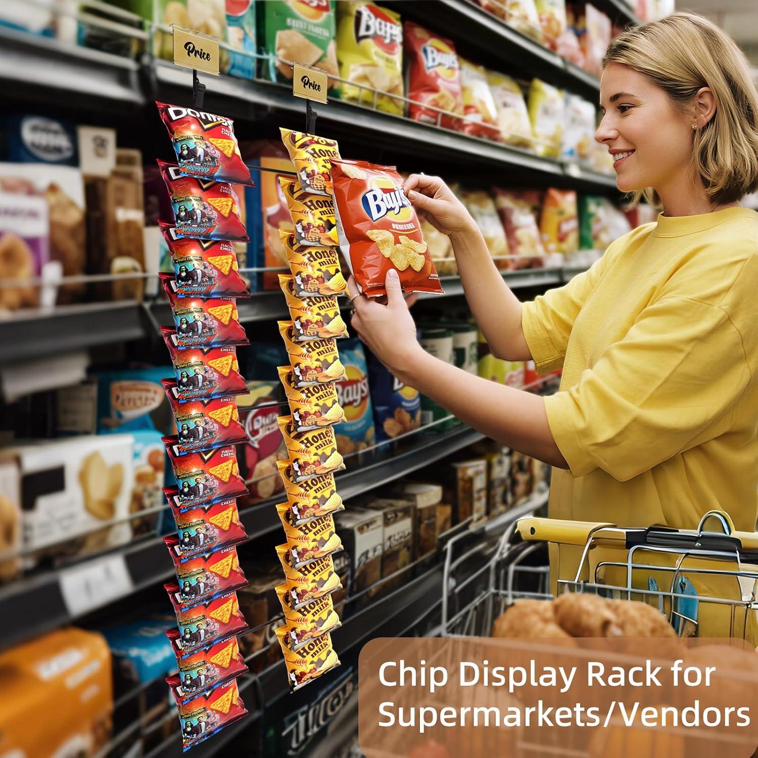 Soporte de exhibición para bolsas de papas TJ.MOREE con 24 clips