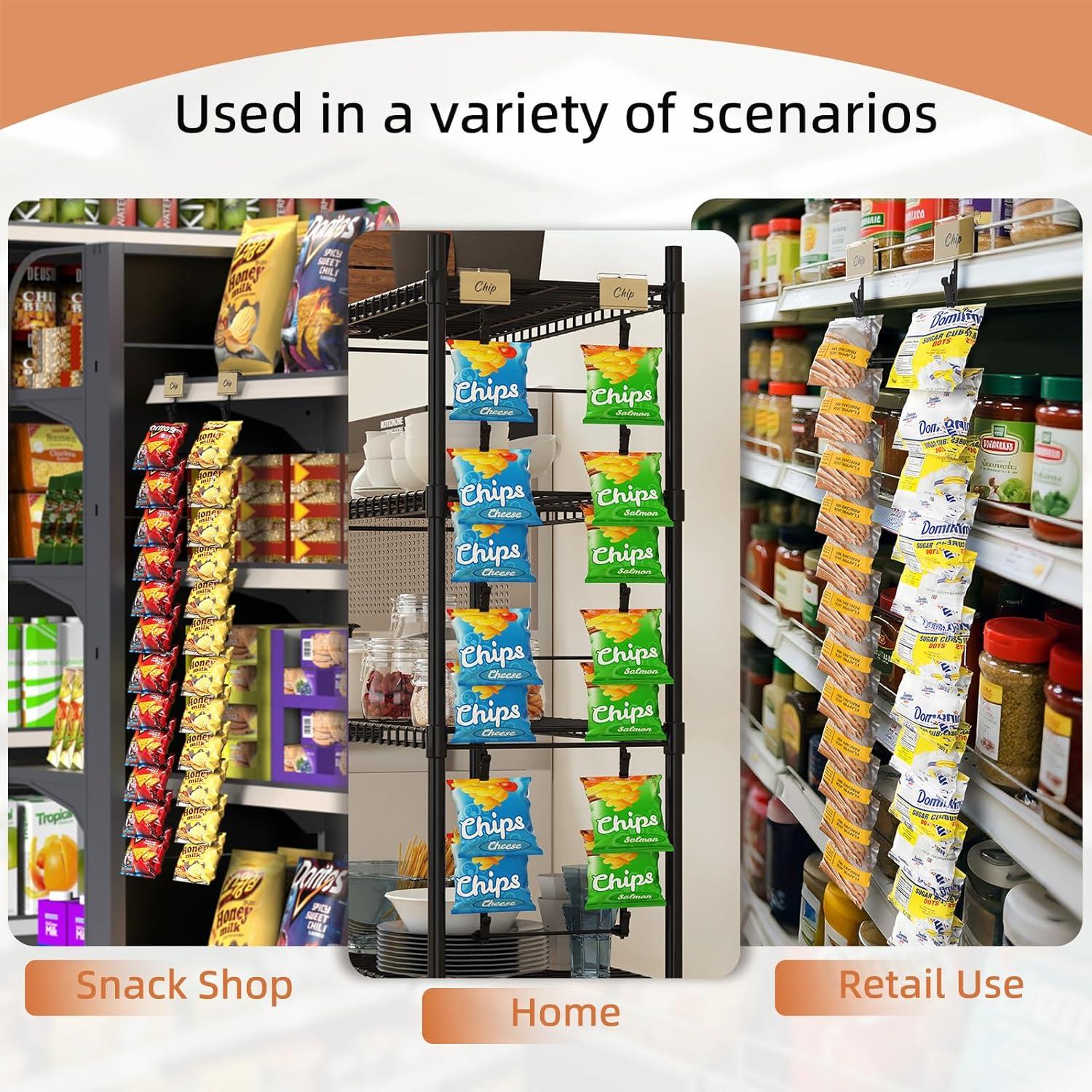 Soporte de exhibición para bolsas de papas TJ.MOREE con 24 clips