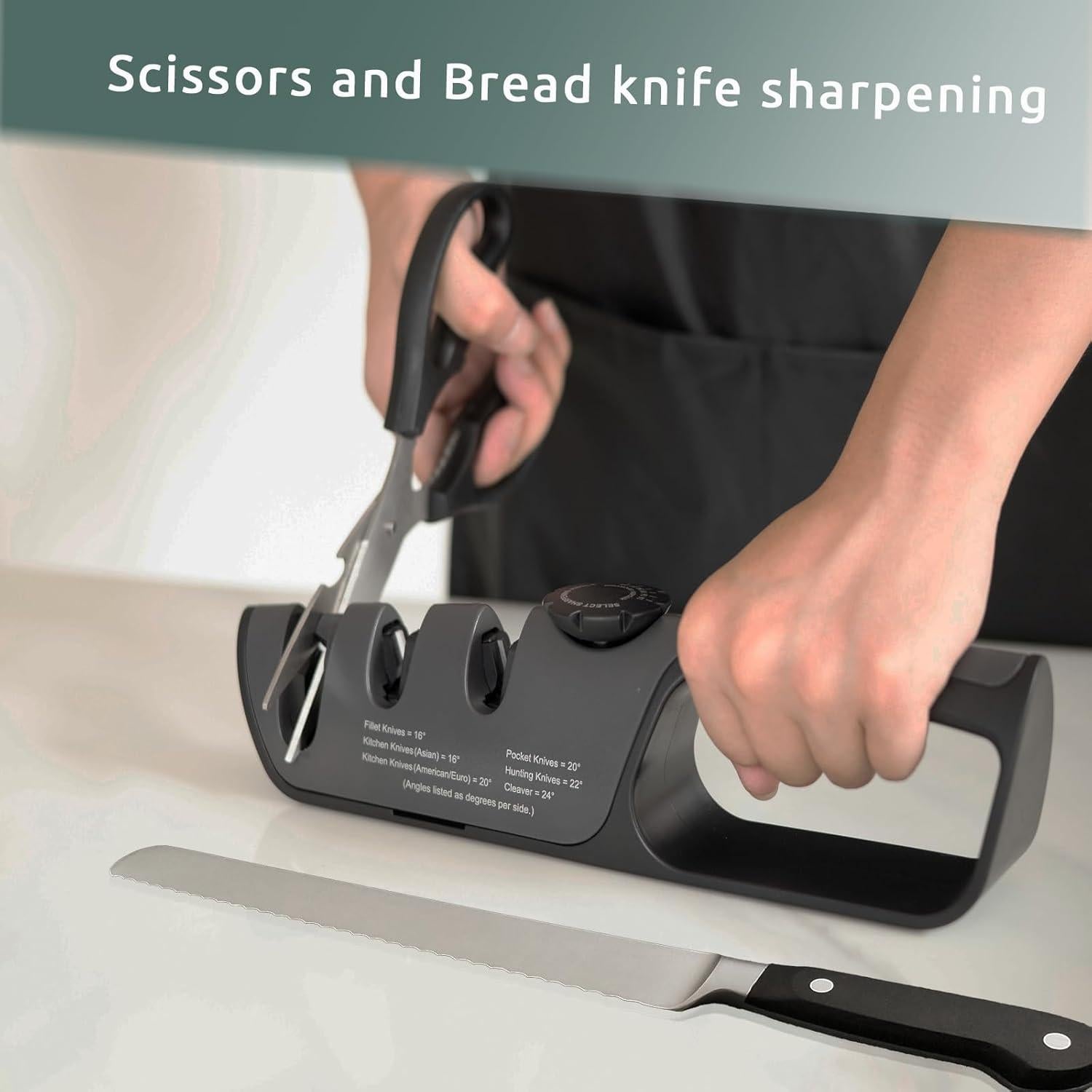 Afilador de cuchillos y tijeras V VINETEO 3 en 1 ajustable