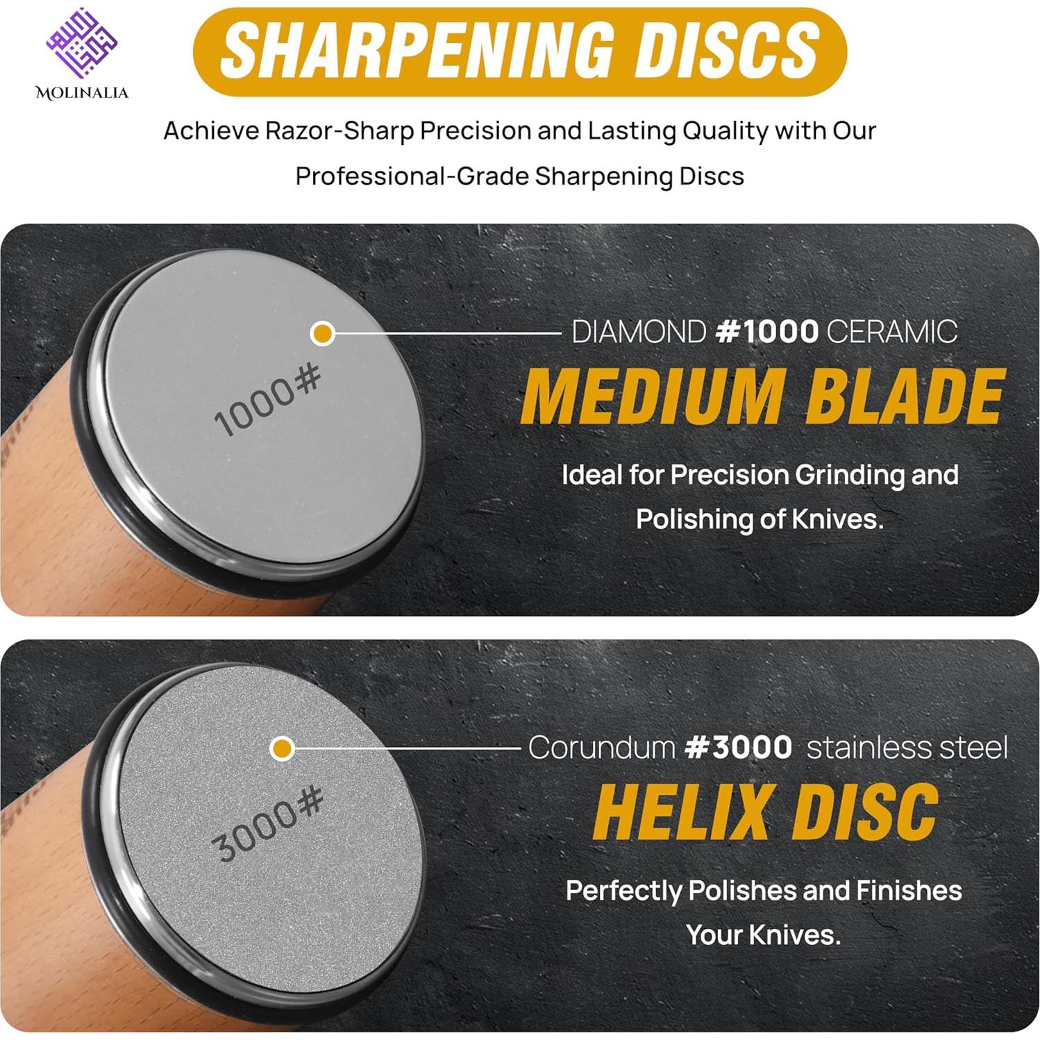Afilador de cuchillos rodante Molinalia con discos de diamante y cerámica
