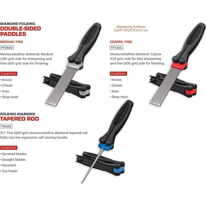 Afilador de cuchillos Lansky TR600, varilla de diamante plegable 24cm