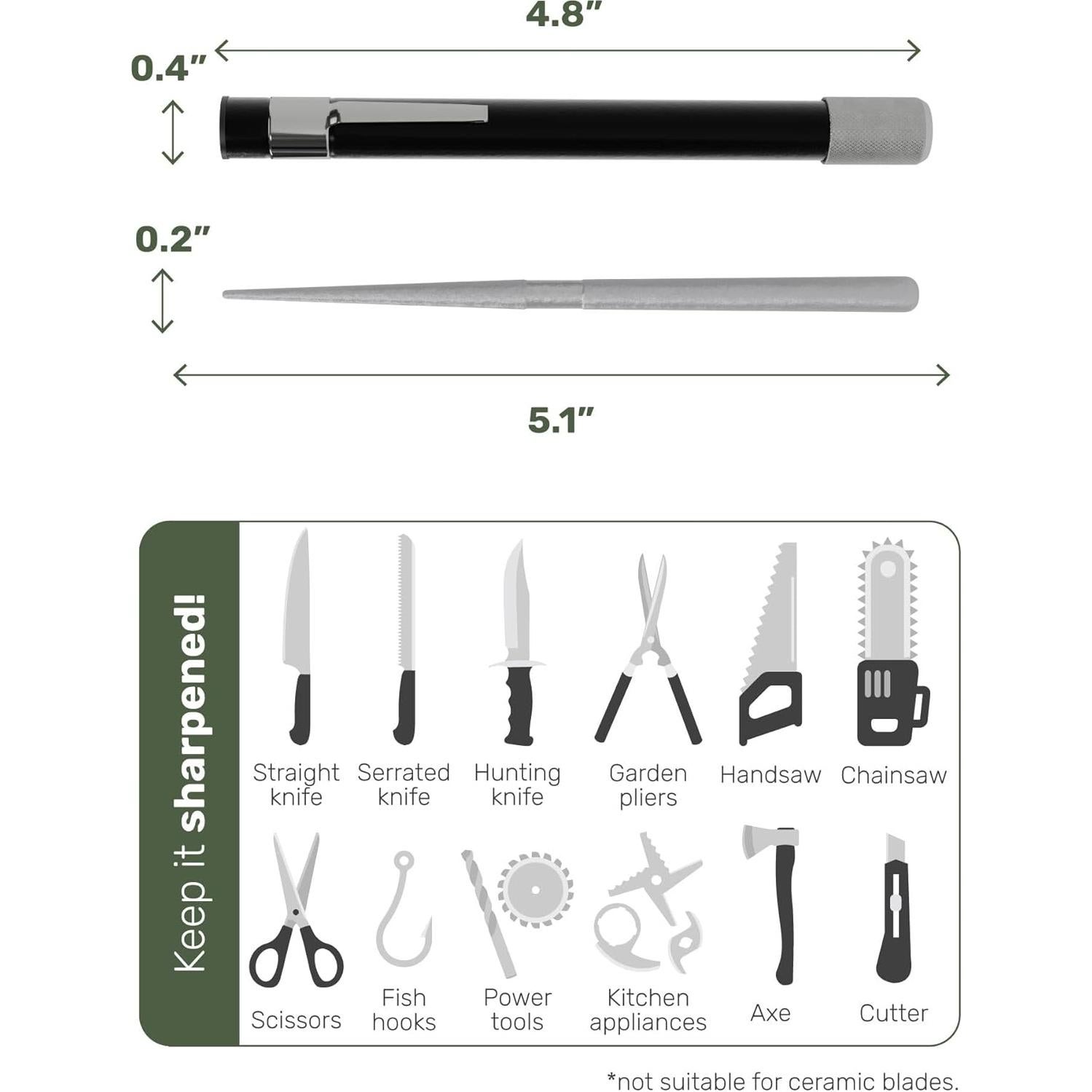 Afilador de Cuchillos Serrados Wamery - Portátil Diamante Negro