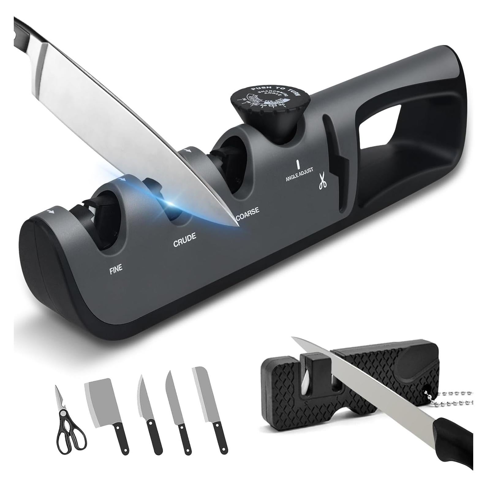 Afilador de cuchillos manual BOCHION 4 en 1 ajustable