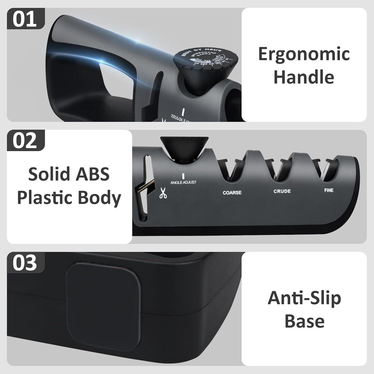 Afilador de cuchillos manual BOCHION 4 en 1 ajustable