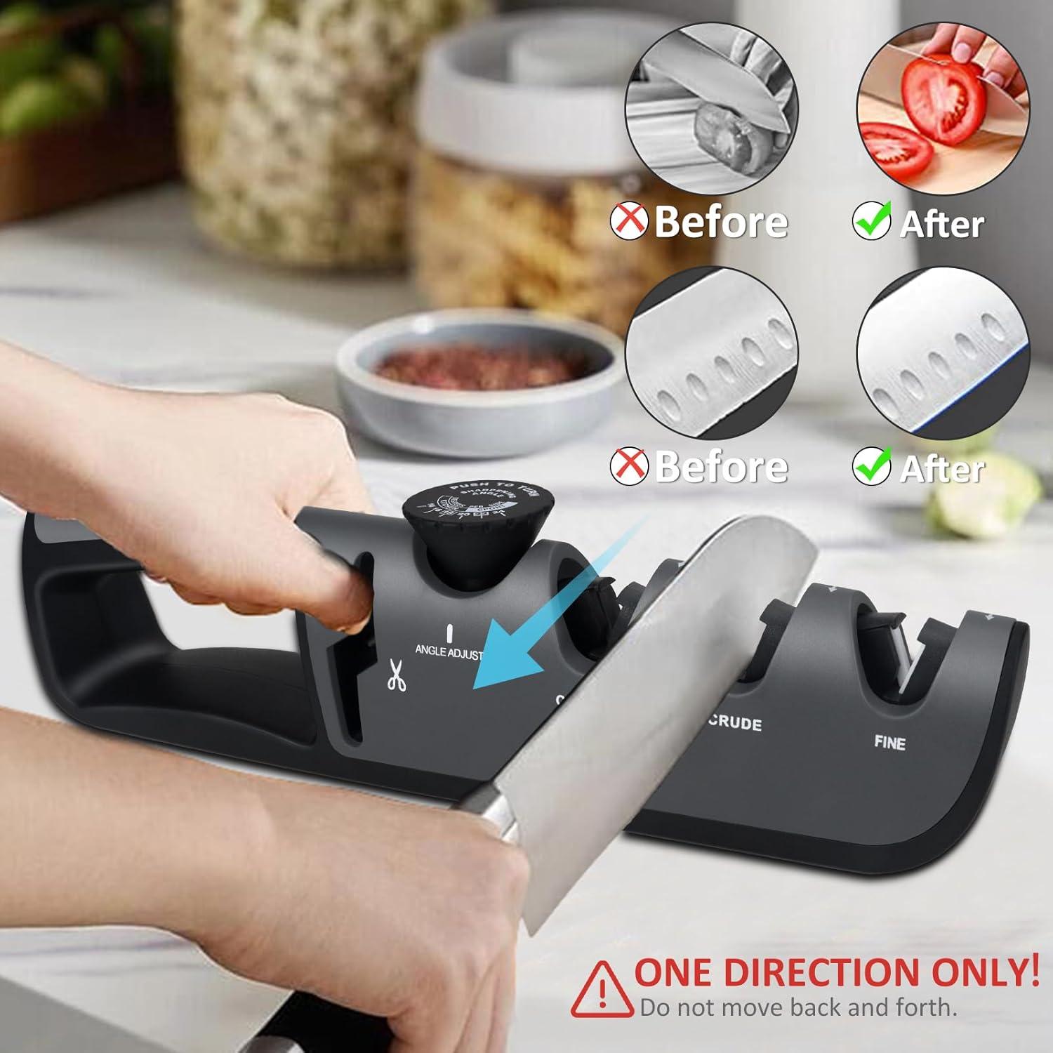 Afilador de cuchillos manual BOCHION 4 en 1 ajustable