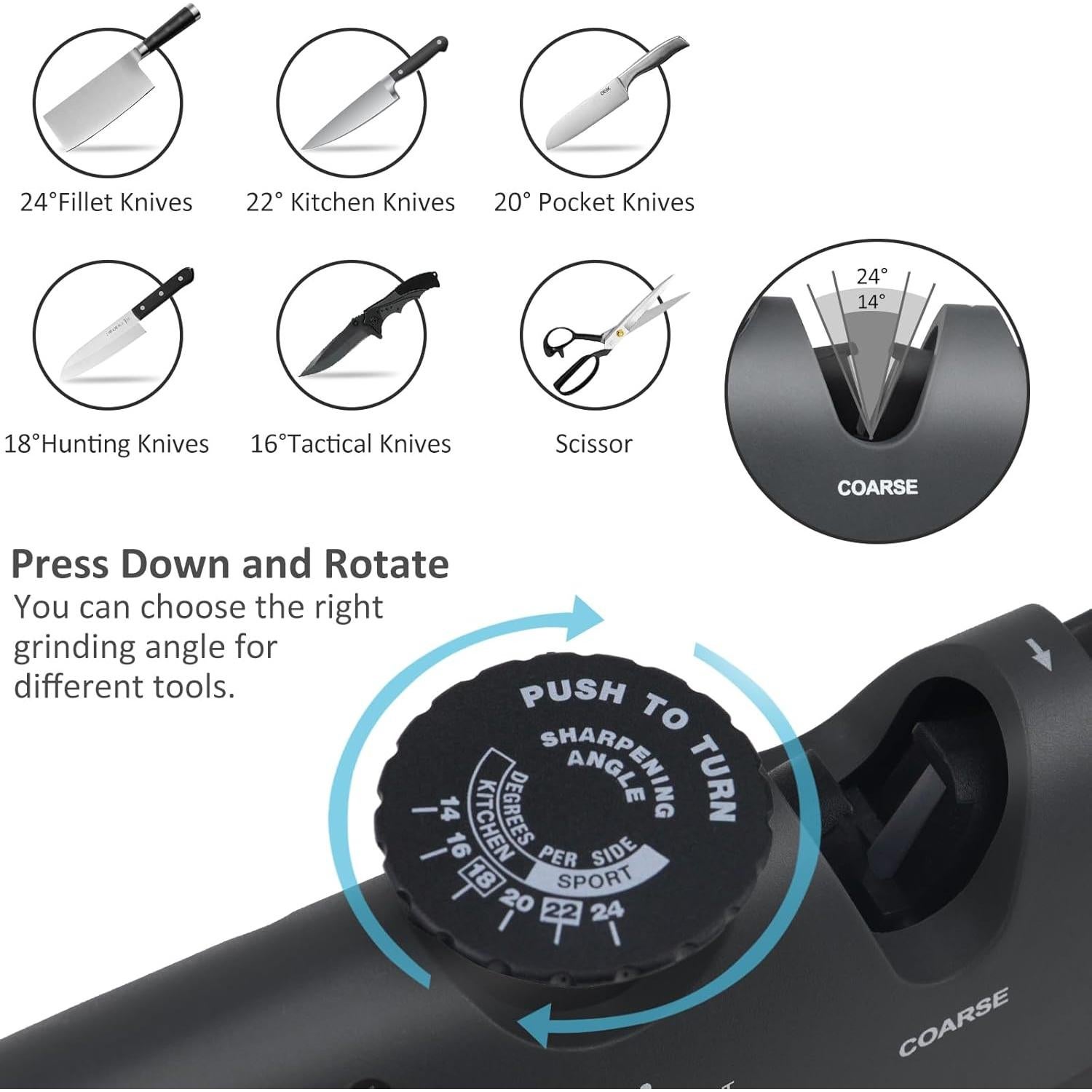 Afilador de cuchillos manual BOCHION 4 en 1 ajustable