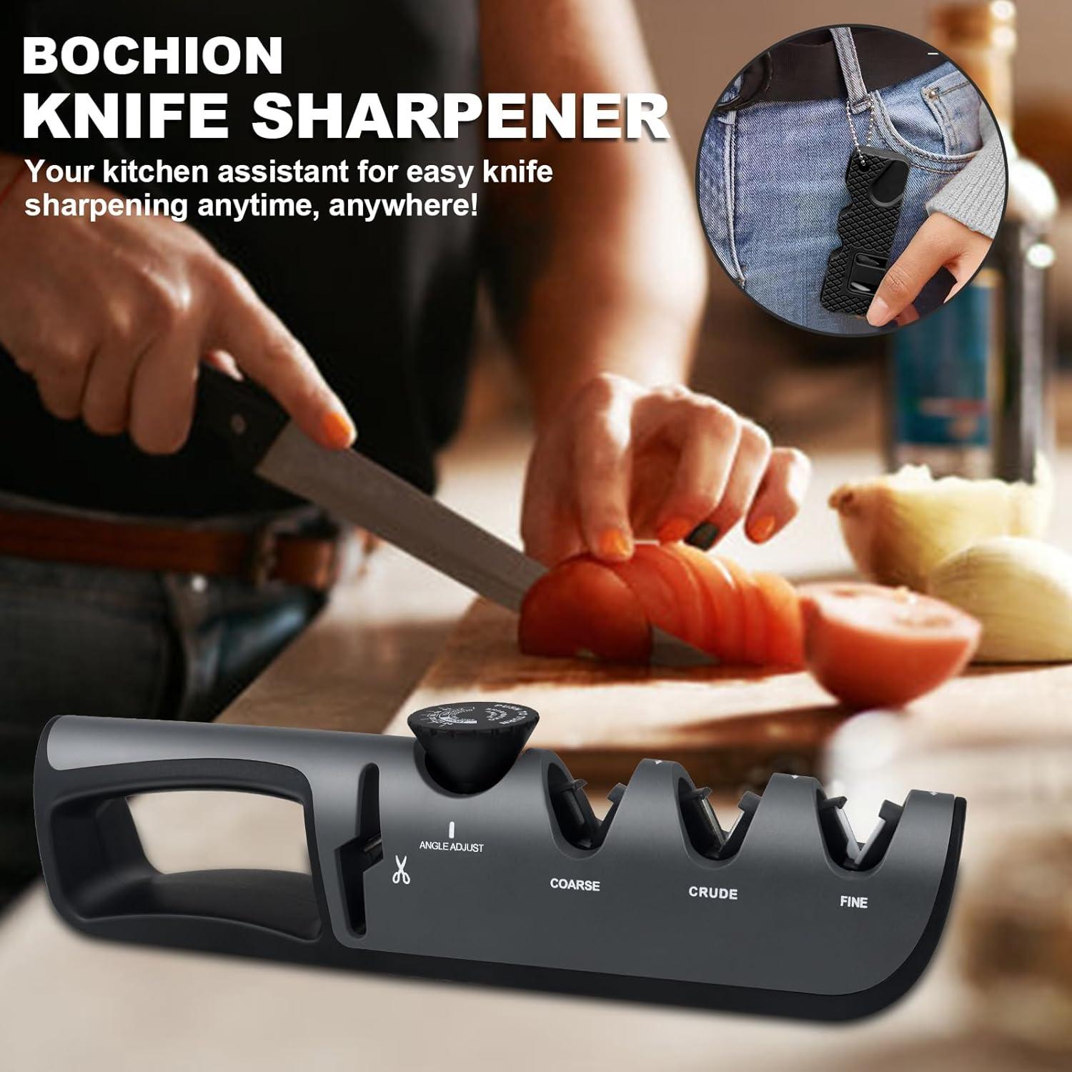 Afilador de cuchillos manual BOCHION 4 en 1 ajustable