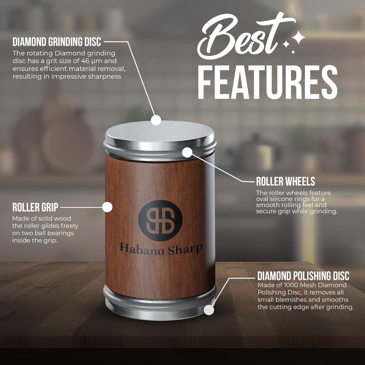 Afilador de Cuchillos Rodante Habano Sharp con Base Magnética