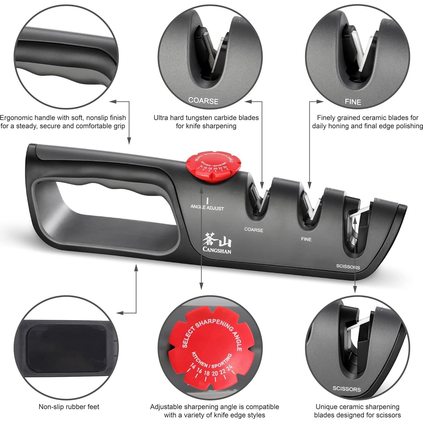 Afilador Profesional Cangshan 1026108 3 Etapas 14-24 Grados