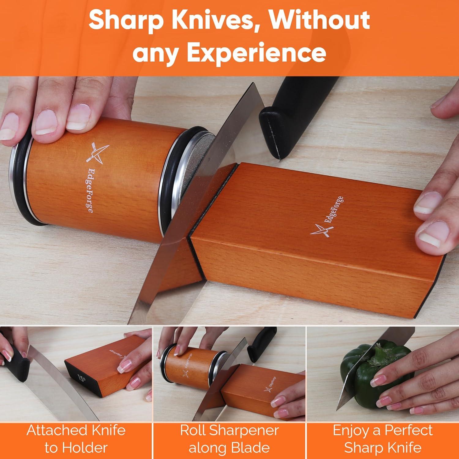Afilador de Cuchillos EdgeForge - Rodante Magnético de Madera