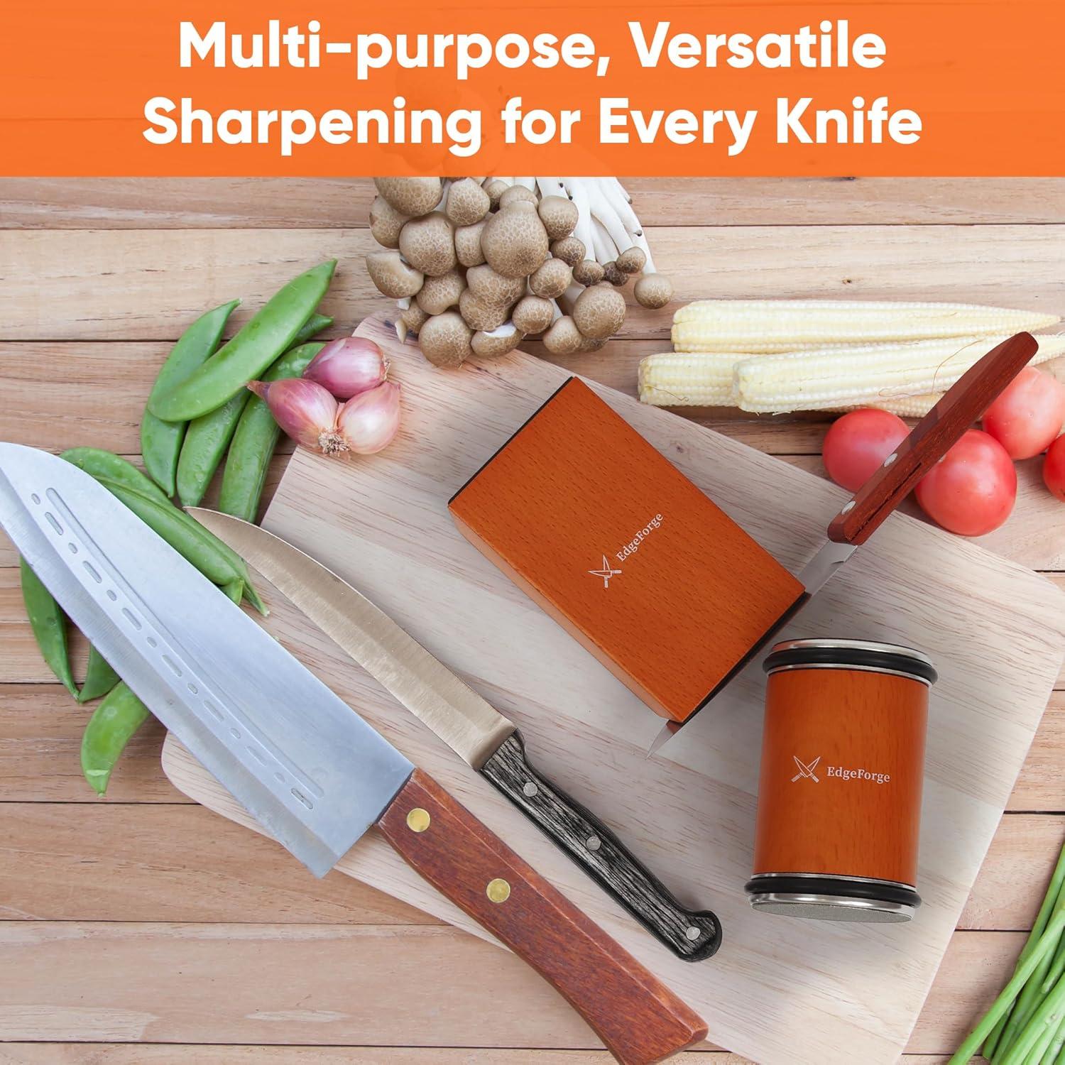 Afilador de Cuchillos EdgeForge - Rodante Magnético de Madera