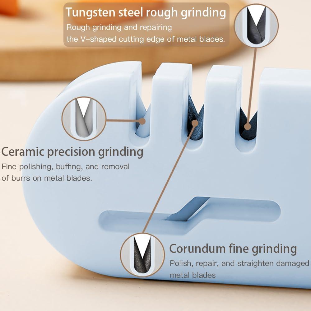Afilador de cuchillos 4 en 1 GSYYUDU, acero de tungsteno, azul