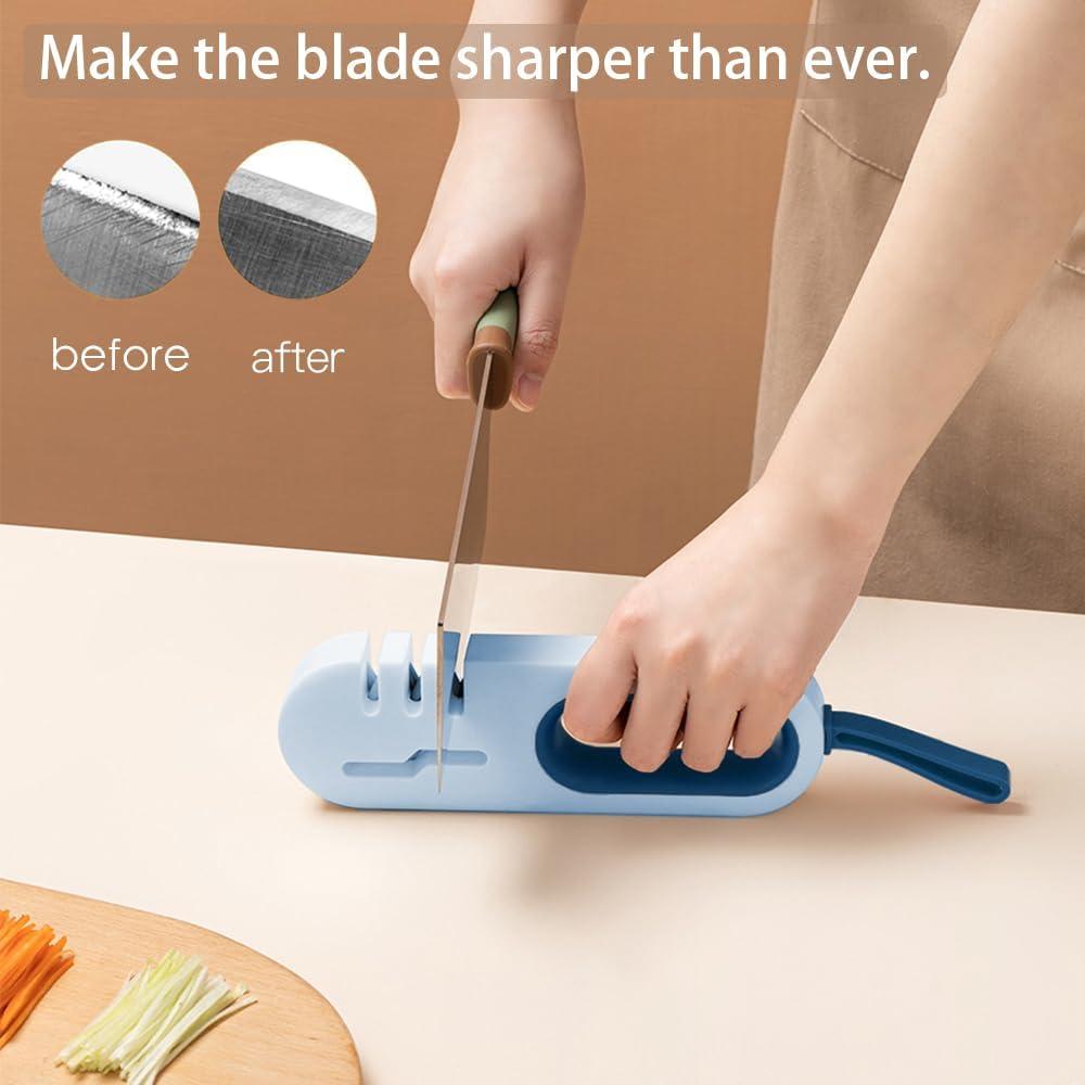 Afilador de cuchillos 4 en 1 GSYYUDU, acero de tungsteno, azul