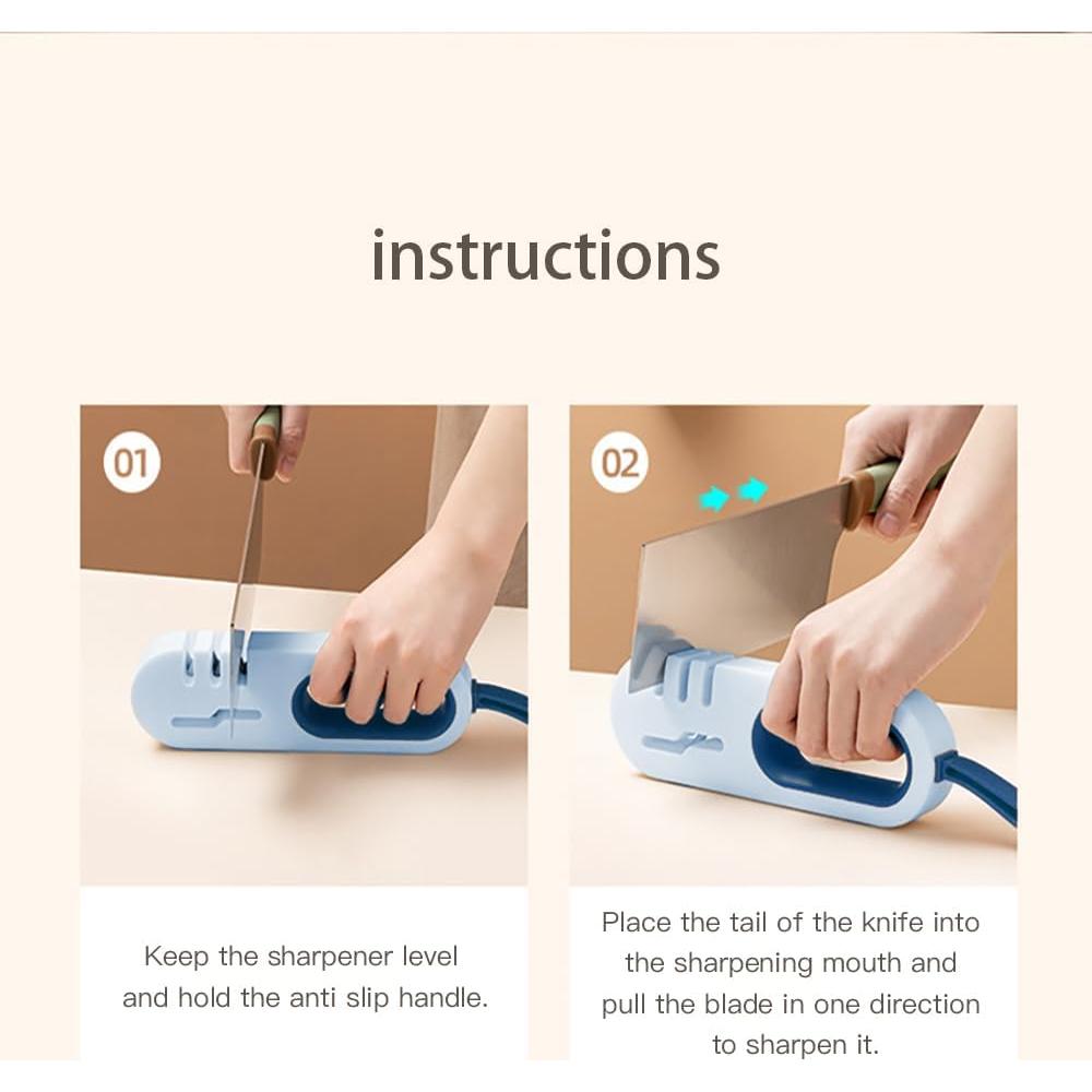 Afilador de cuchillos 4 en 1 GSYYUDU, acero de tungsteno, azul