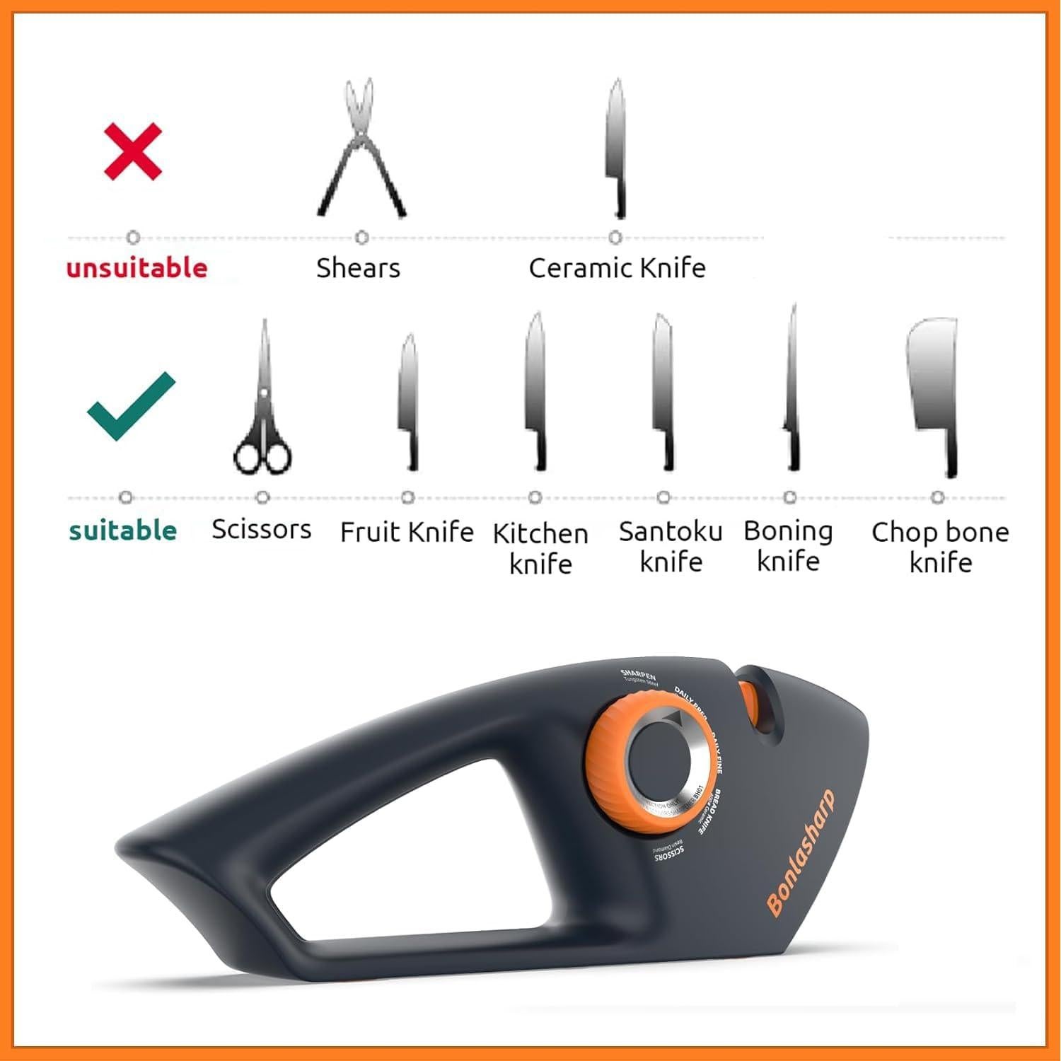 Afilador de cuchillos 5 en 1 Bonlasharp rojo anaranjado